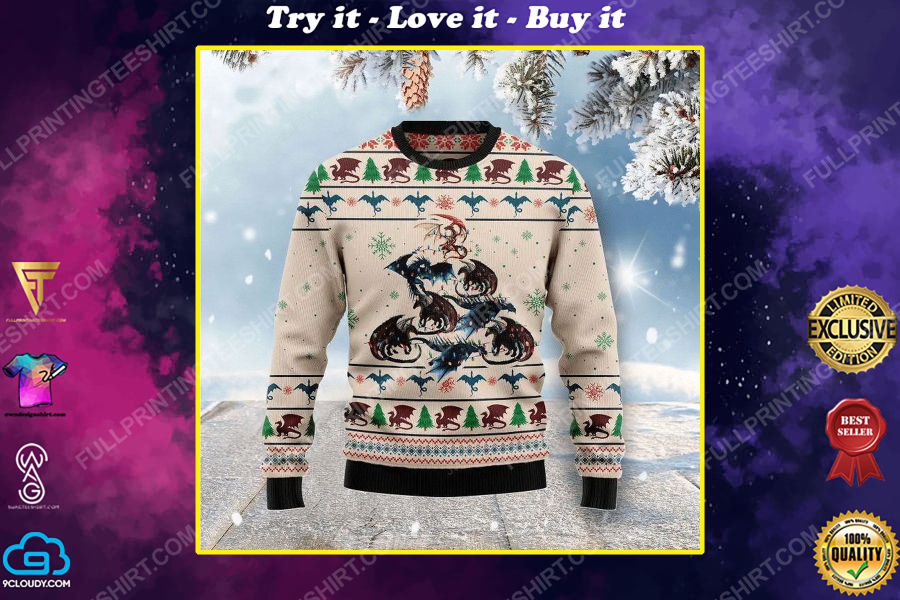 Dragon christmas tree christmas gift ugly christmas sweater