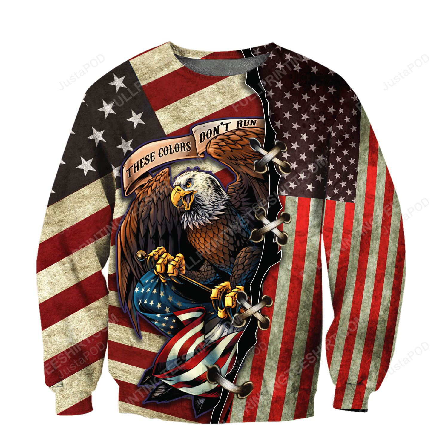 Eagle US veteran these color don't run full print ugly christmas sweater
