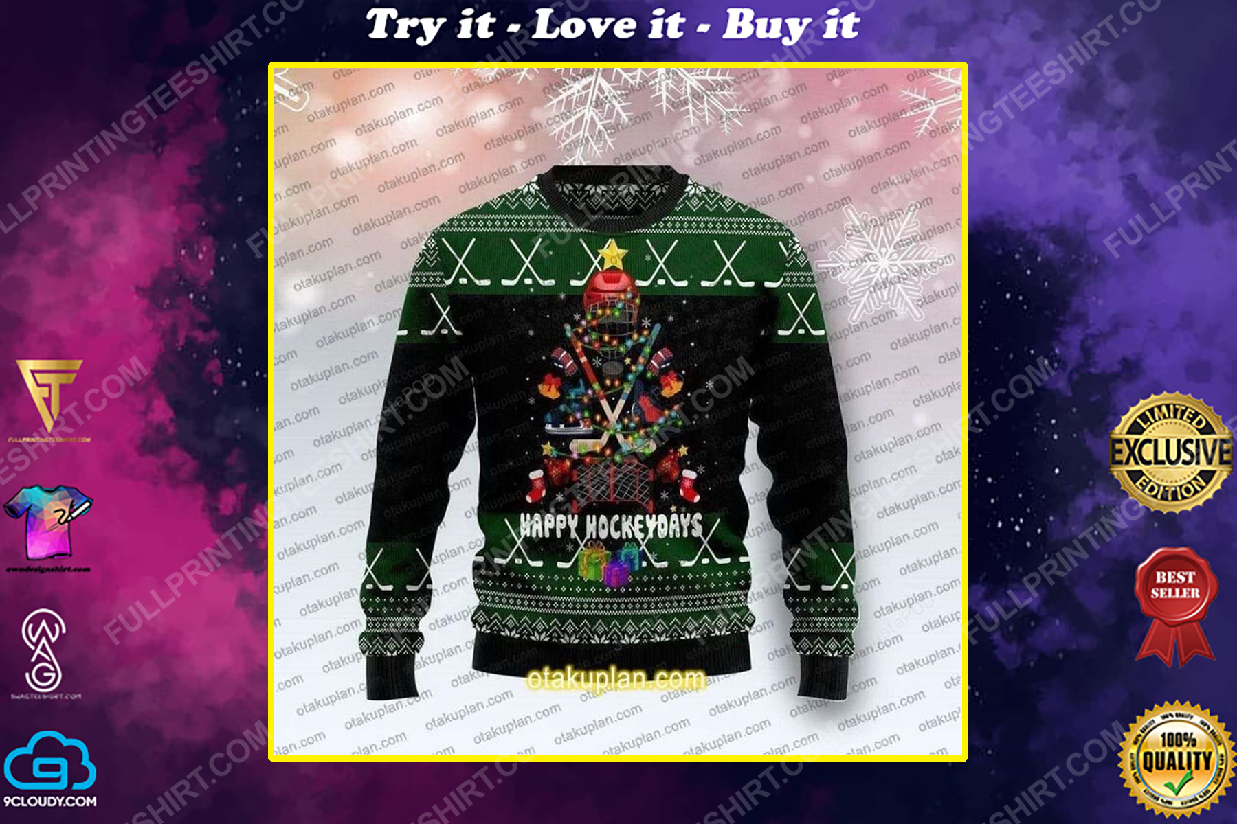 Happy hockey days christmas gift ugly christmas sweater
