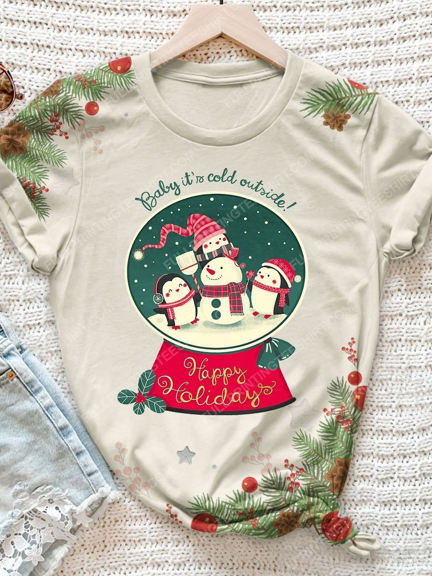 Happy holiday baby it's cold outside full print shirt