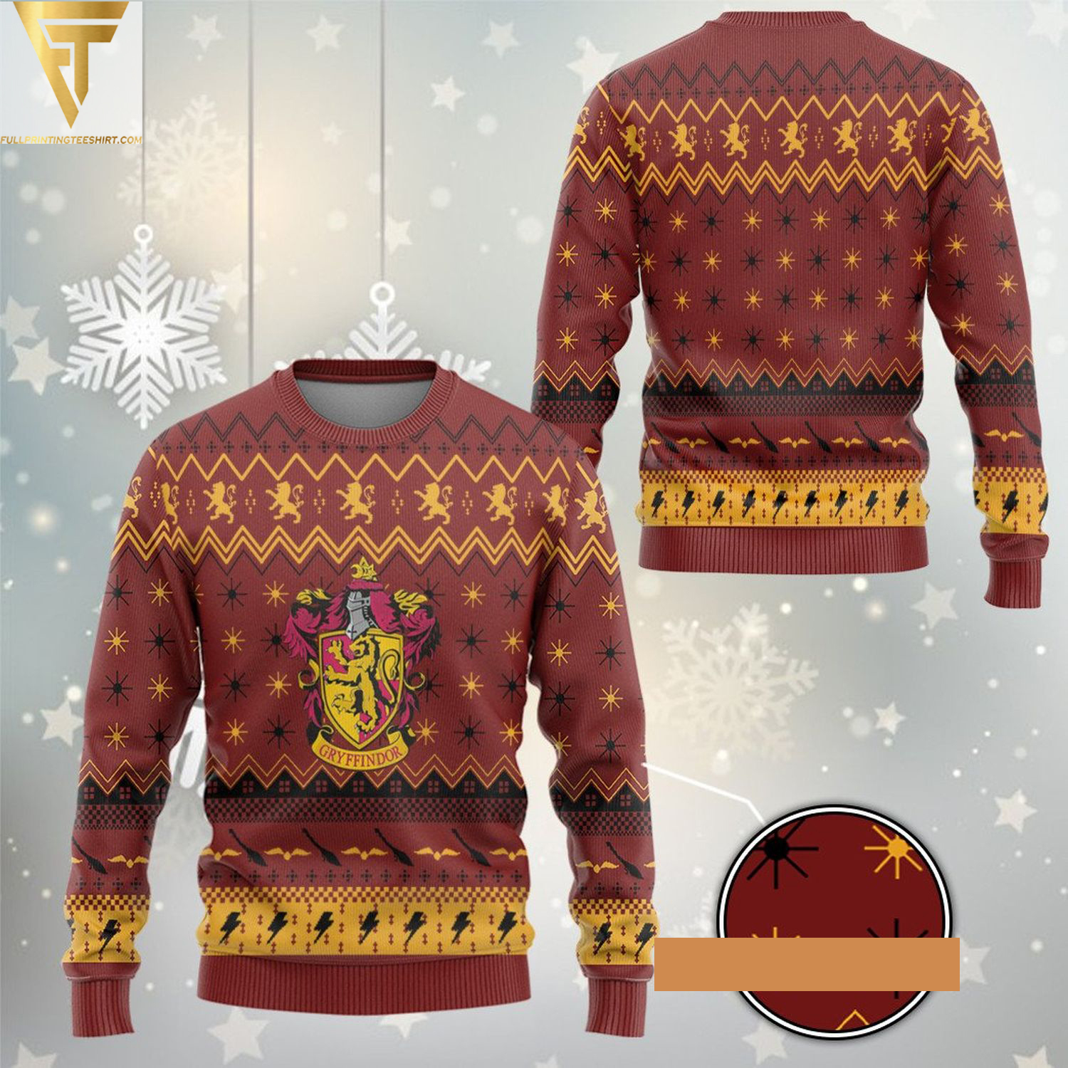 Harry potter gryffindor holiday ugly christmas sweater - Copy (2)