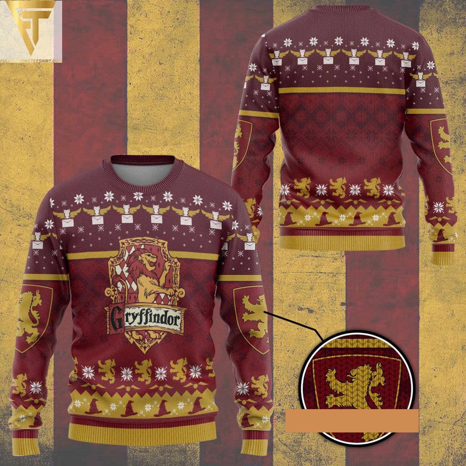 Harry potter gryffindor house ugly christmas sweater