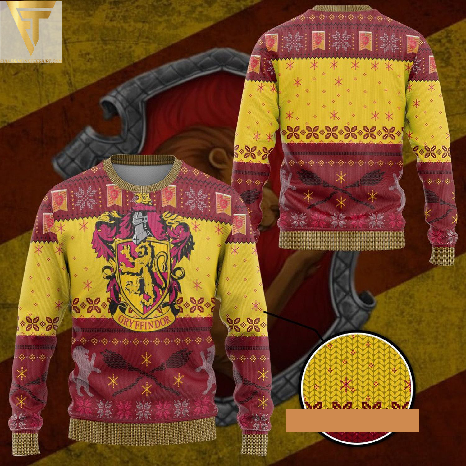 Harry potter gryffindor ugly christmas sweater - Copy (3)