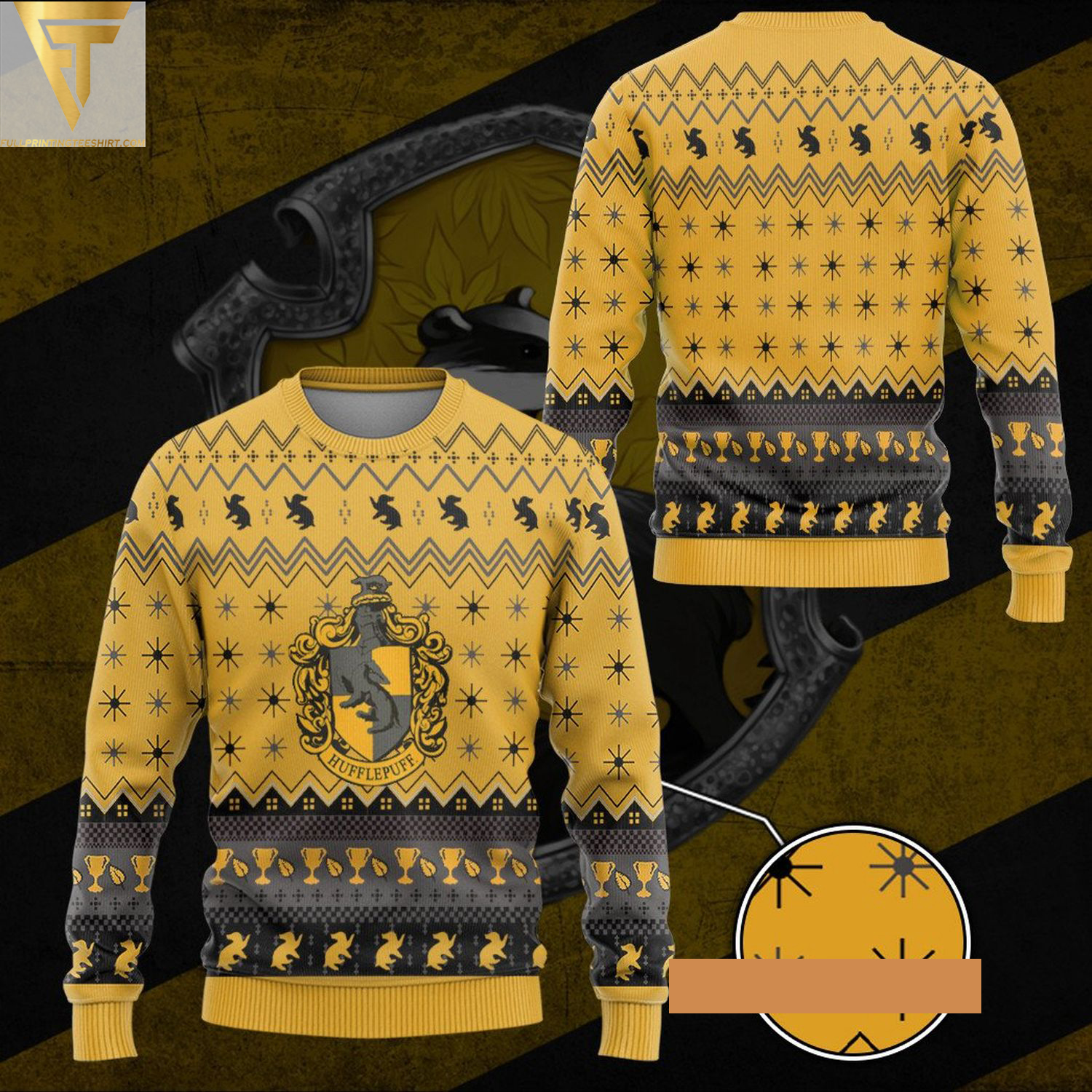 Harry potter hufflepuff holiday ugly christmas sweater - Copy (2)