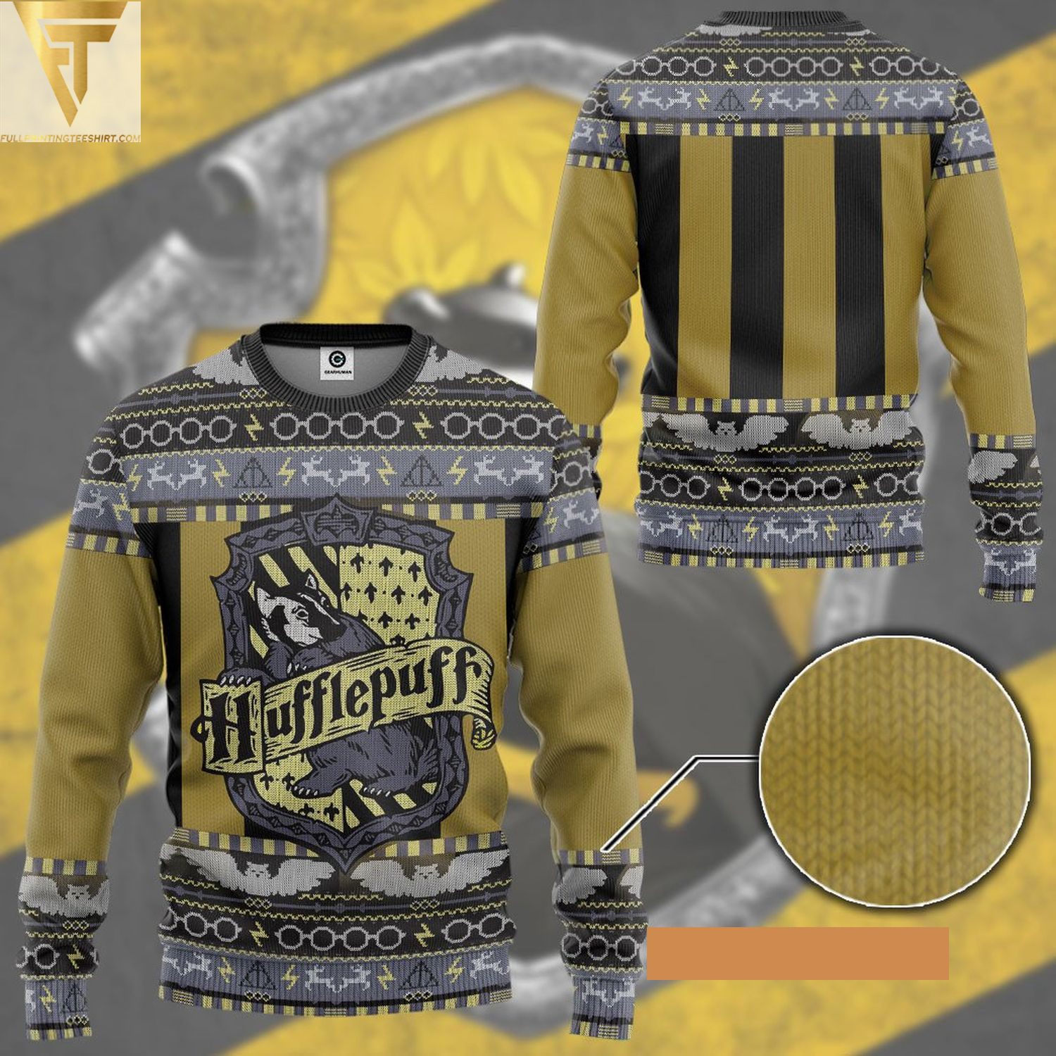 Harry potter hufflepuff logo ugly christmas sweater - Copy (2)
