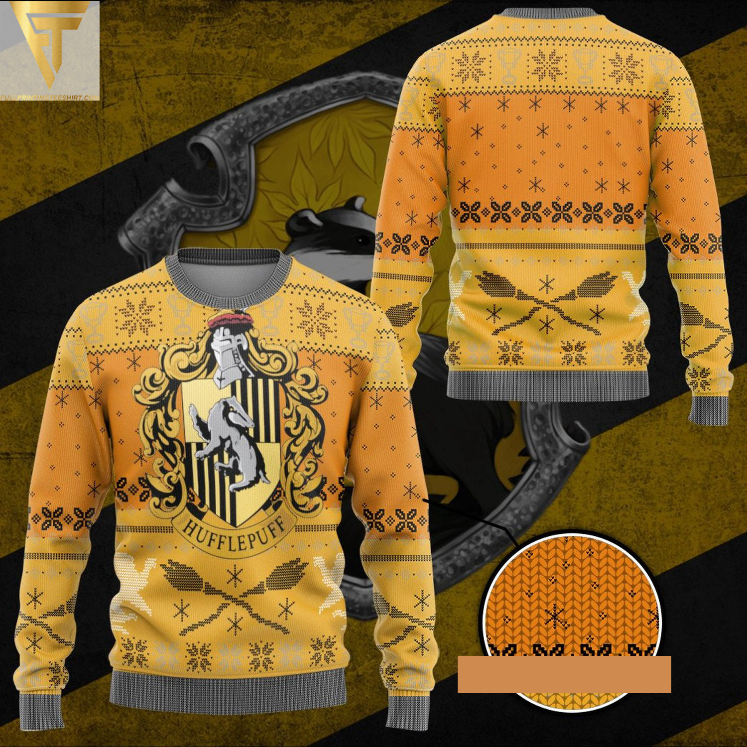 Harry potter hufflepuff ugly christmas sweater - Copy (2)