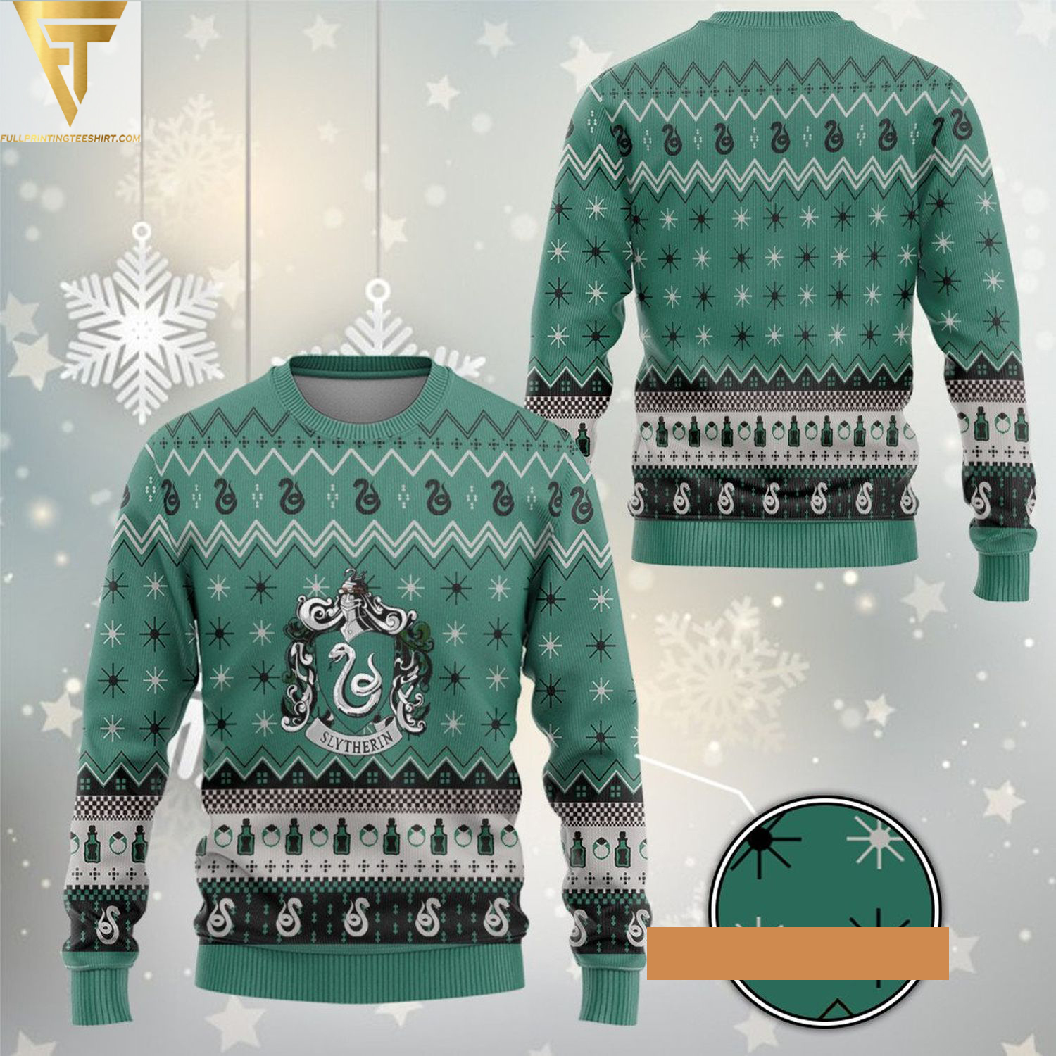 Harry potter slytherin holiday ugly christmas sweater - Copy (2)