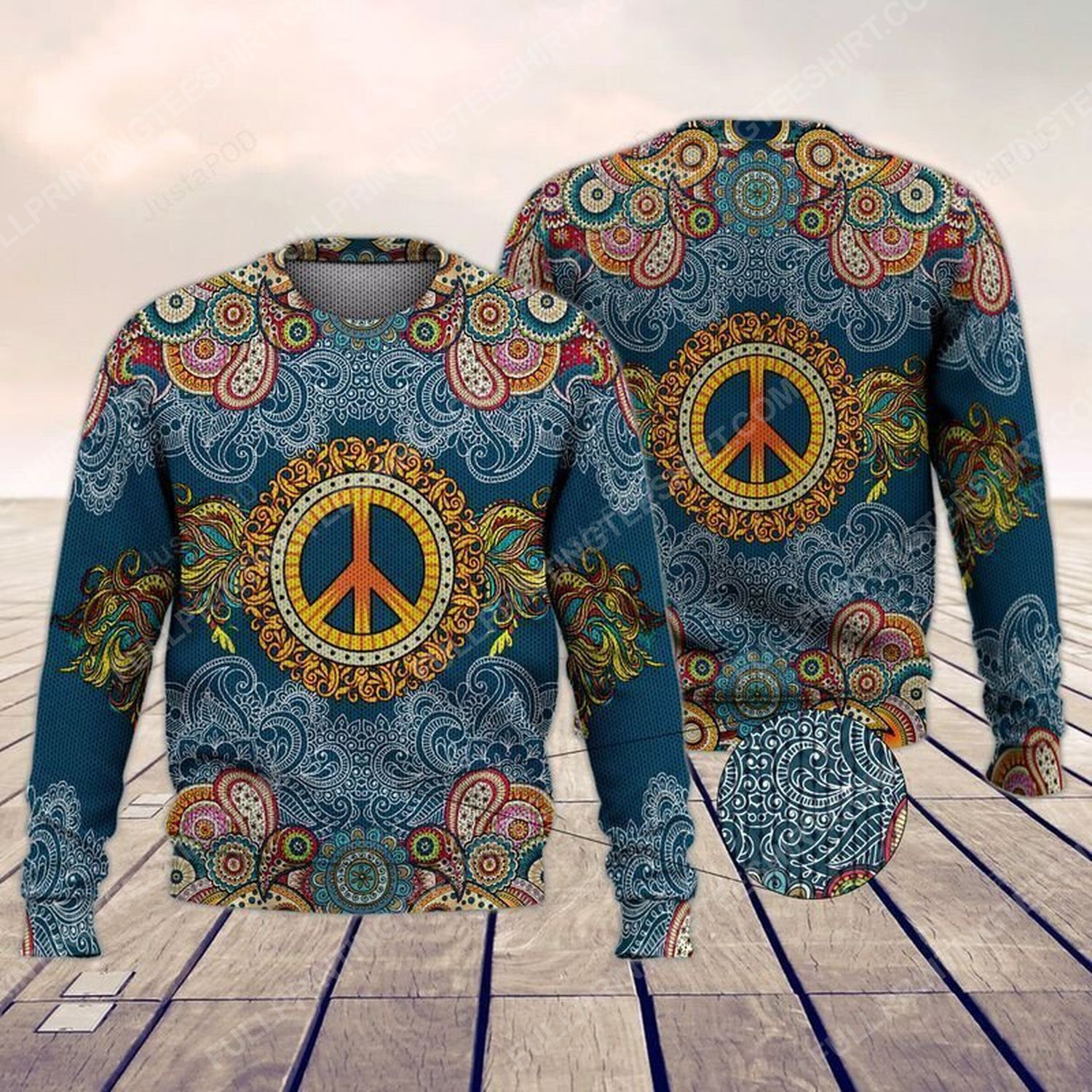 Hippie symbol christmas gift ugly christmas sweater