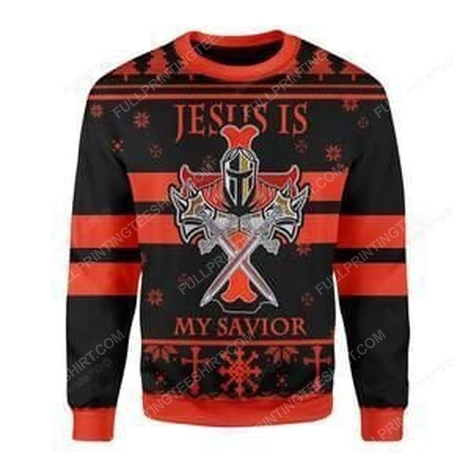 Knight templar Jesus is my savior full print ugly christmas sweater