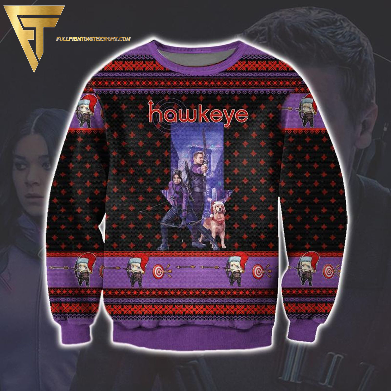 Marvel Hawkeye Full Print Ugly Christmas Sweater