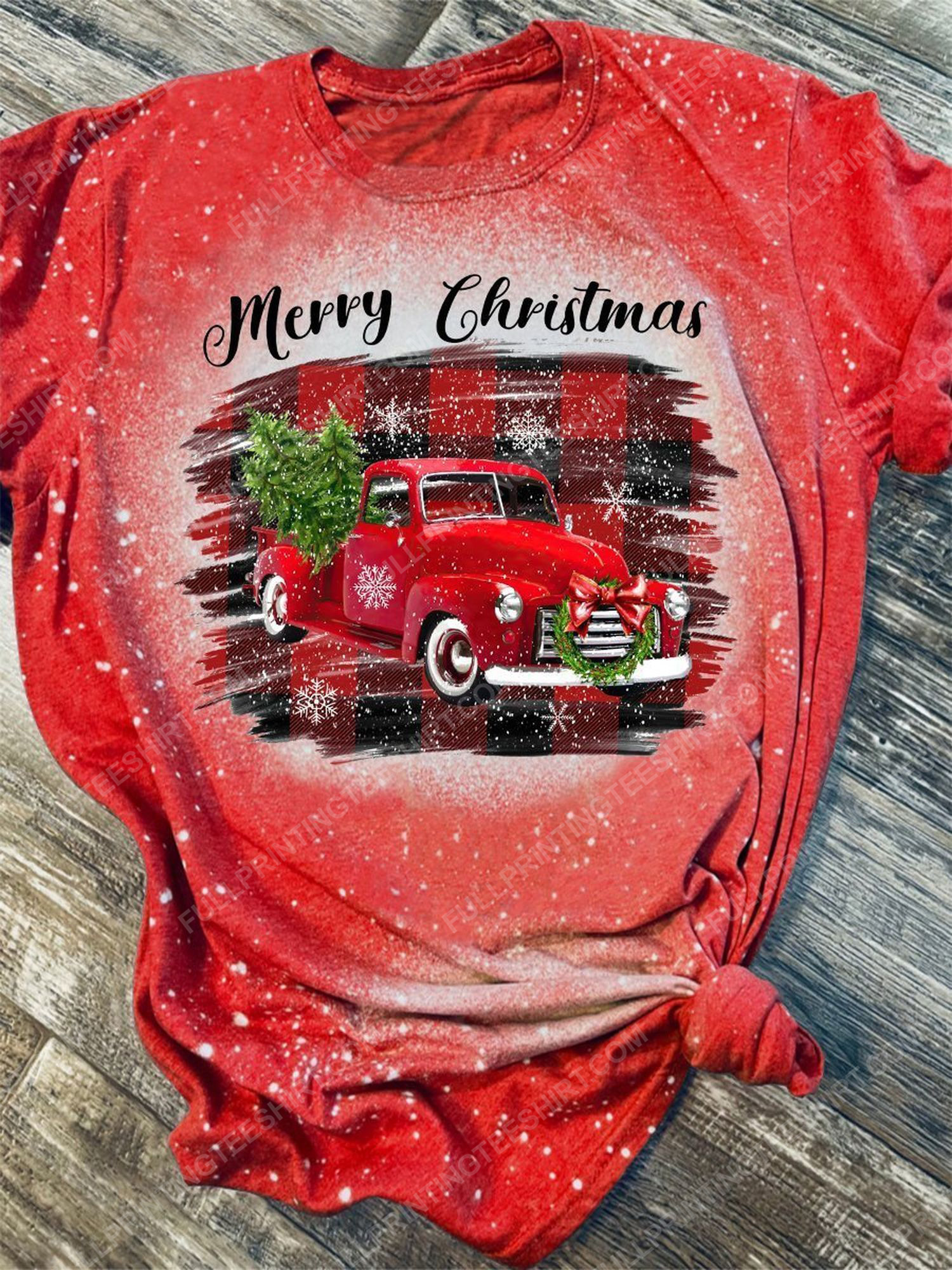 Merry christmas and red truck vintage full print shirt