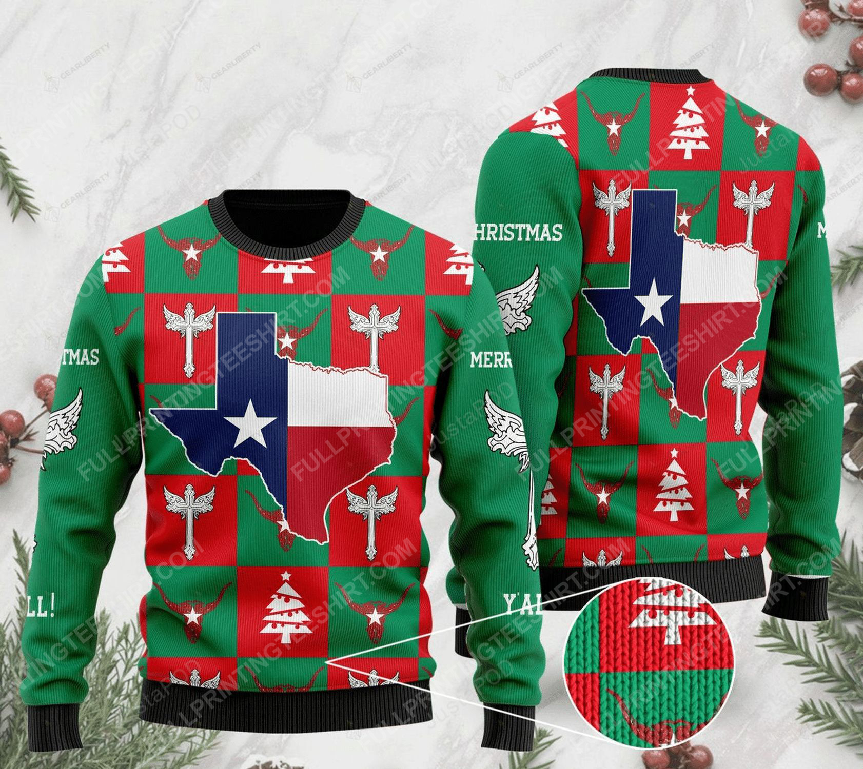 Merry christmas texas full print ugly christmas sweater