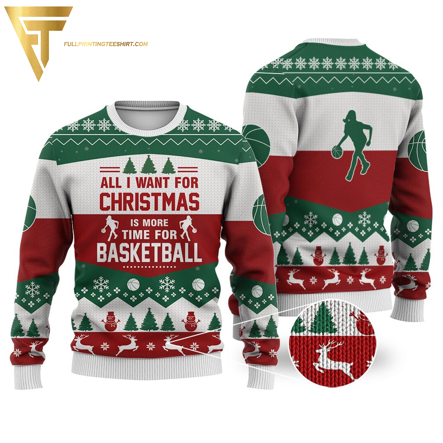 Milwaukee Bucks All I Want For Christmas Is More Time For Basketball Ugly Christmas Sweater