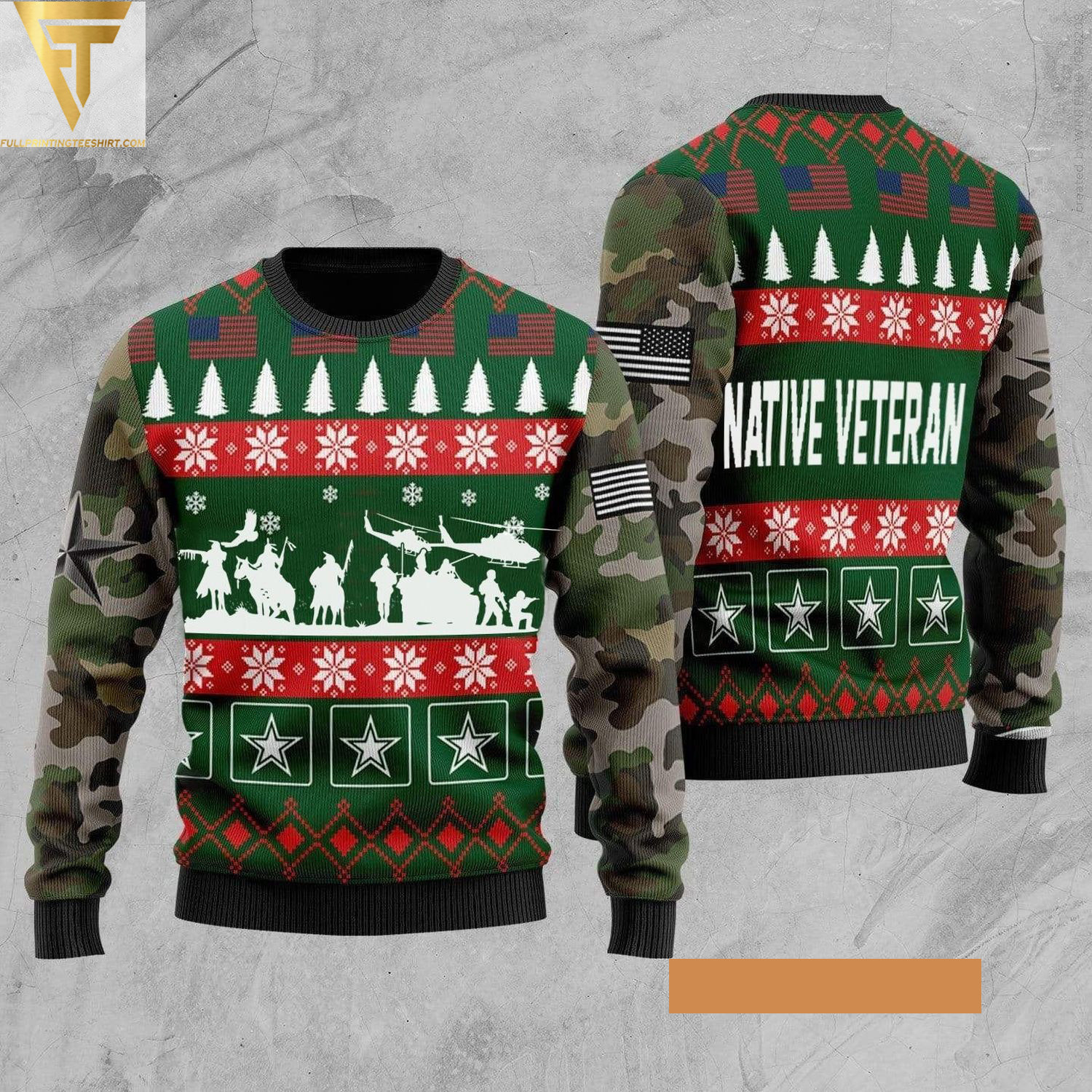 Native american native veteran ugly christmas sweater - Copy (2)