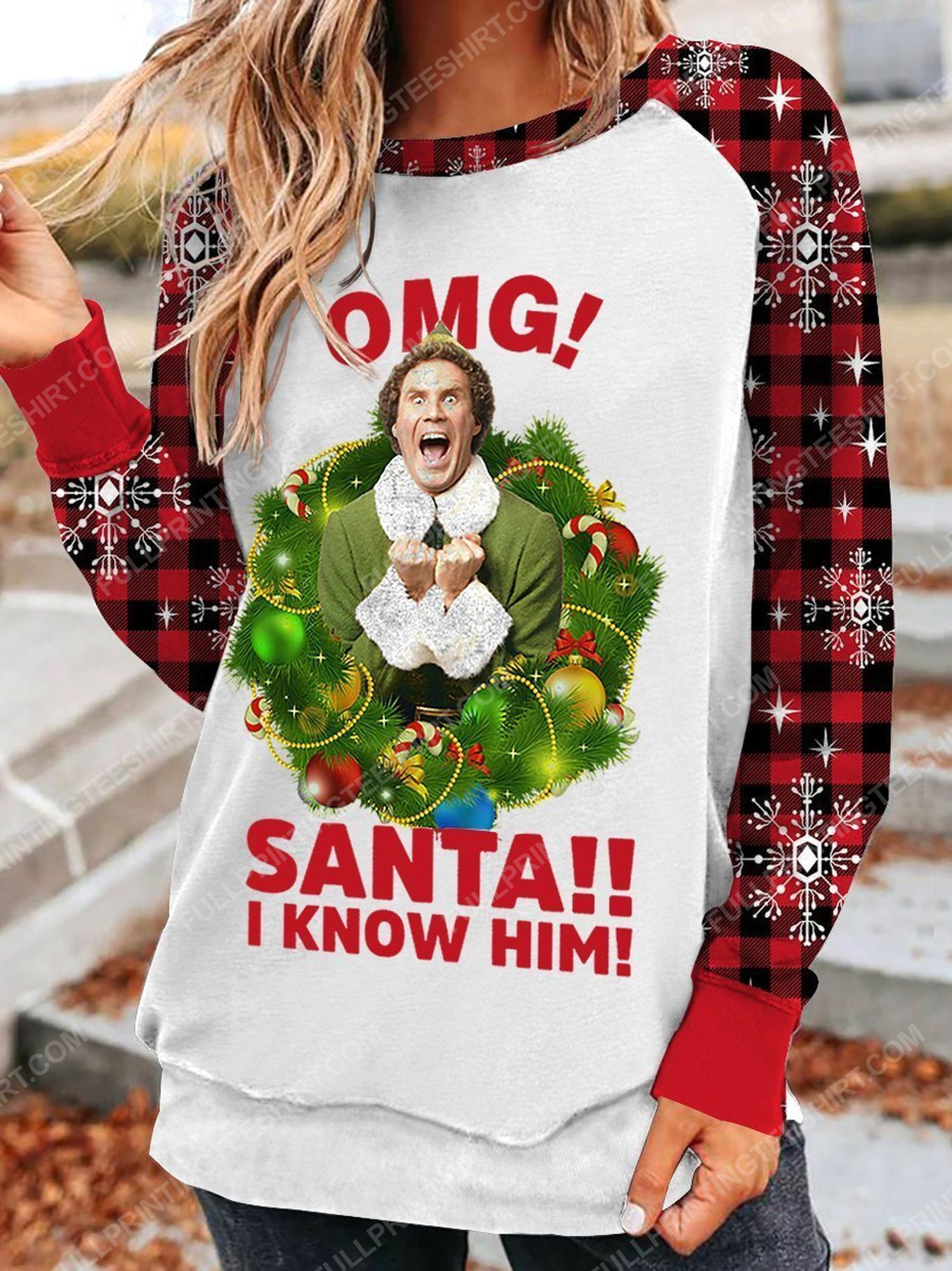 OMG santa i know him elf movie full print shirt 3