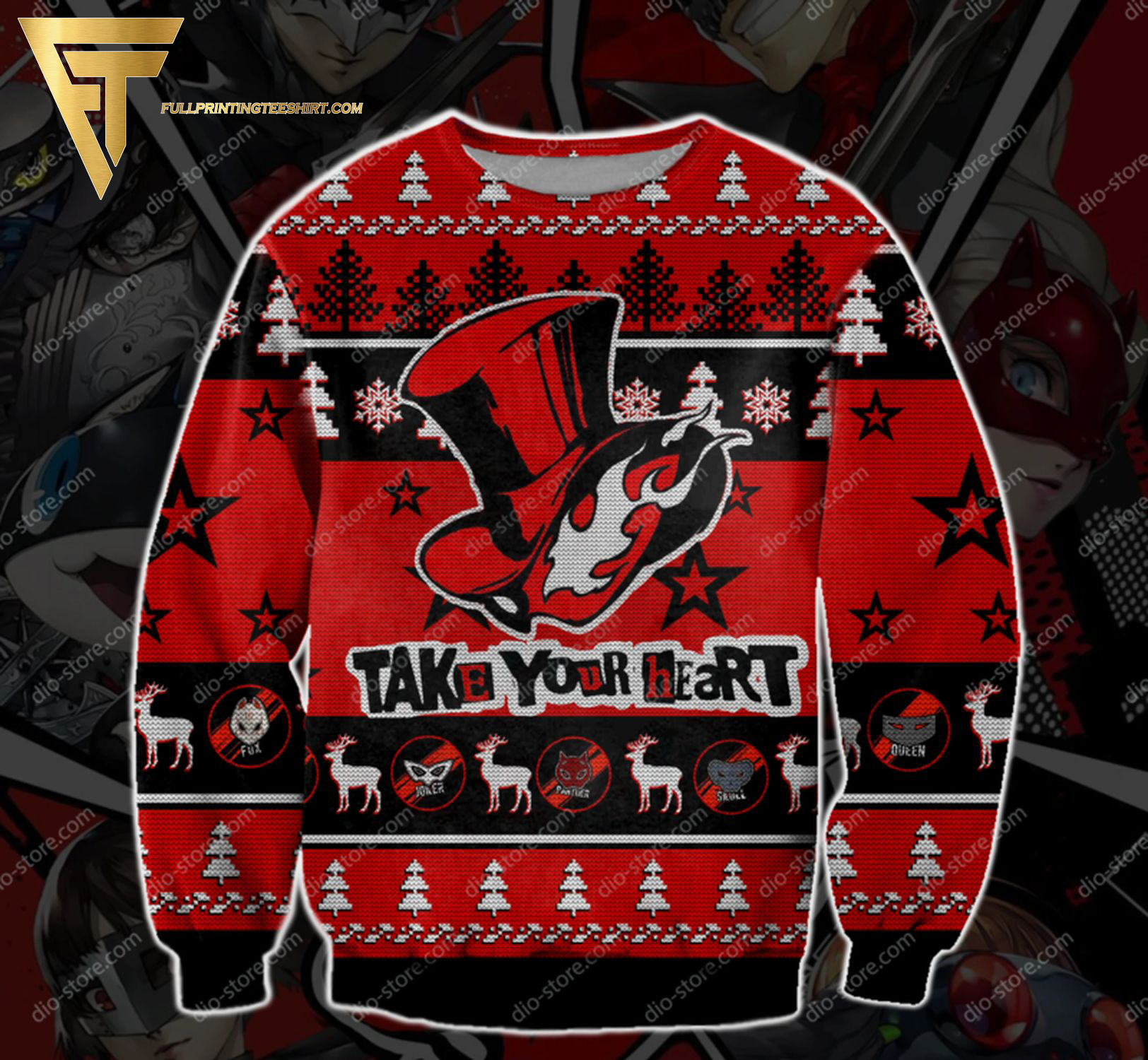Persona Take Your Heart Full Print Ugly Christmas Sweater