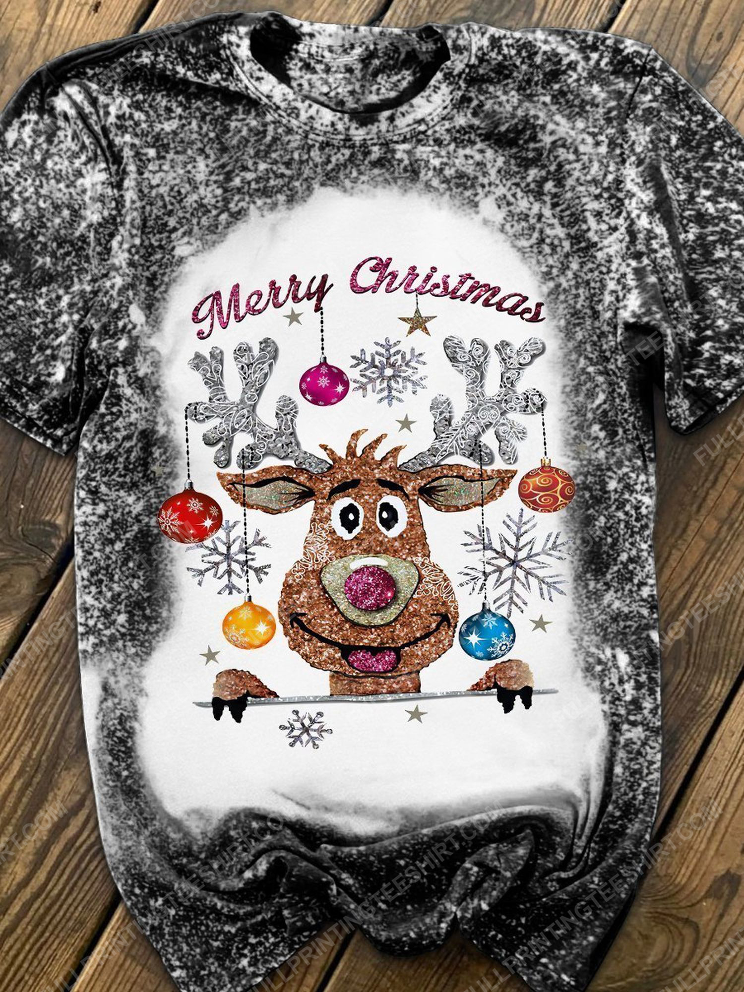 Reindeer and snow merry christmas full print shirtnt shirt