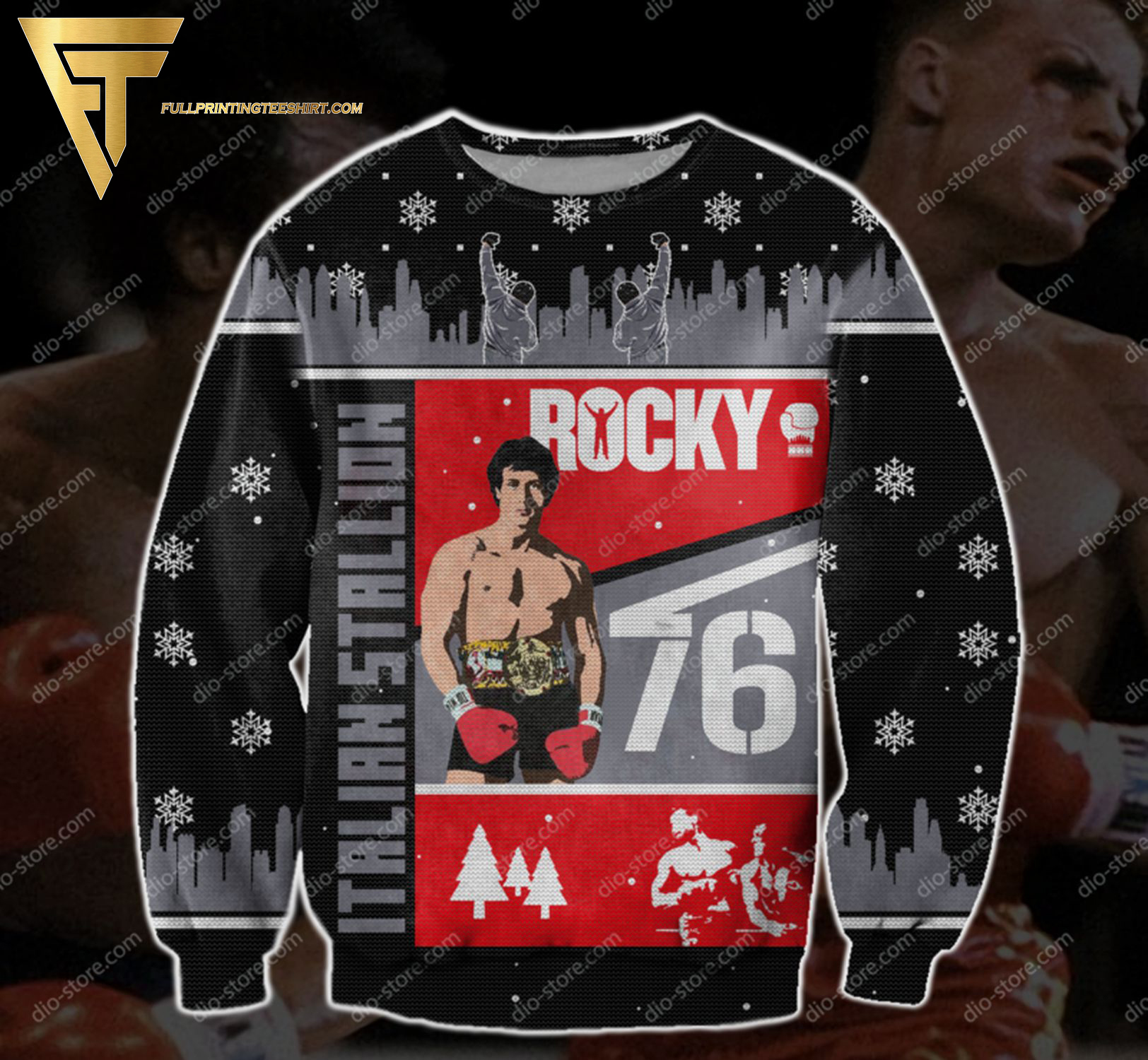 Rocky Balboa Full Print Ugly Christmas Sweater