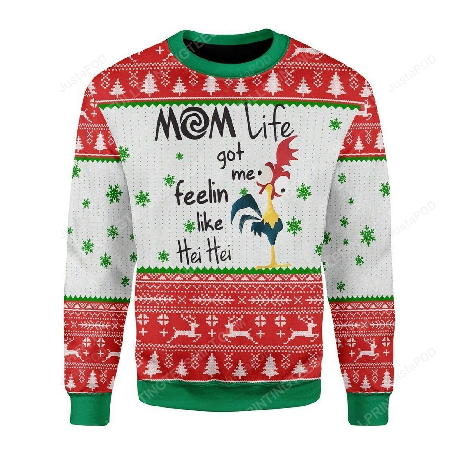 Rooster mom life got me feelin like hei hei ugly christmas sweater