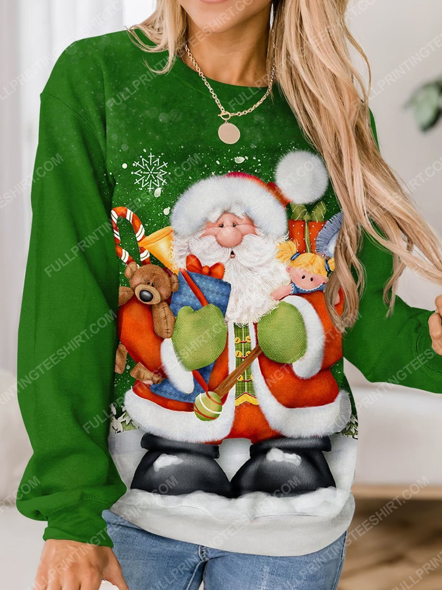 Santa claus and christmas gift full print shirt