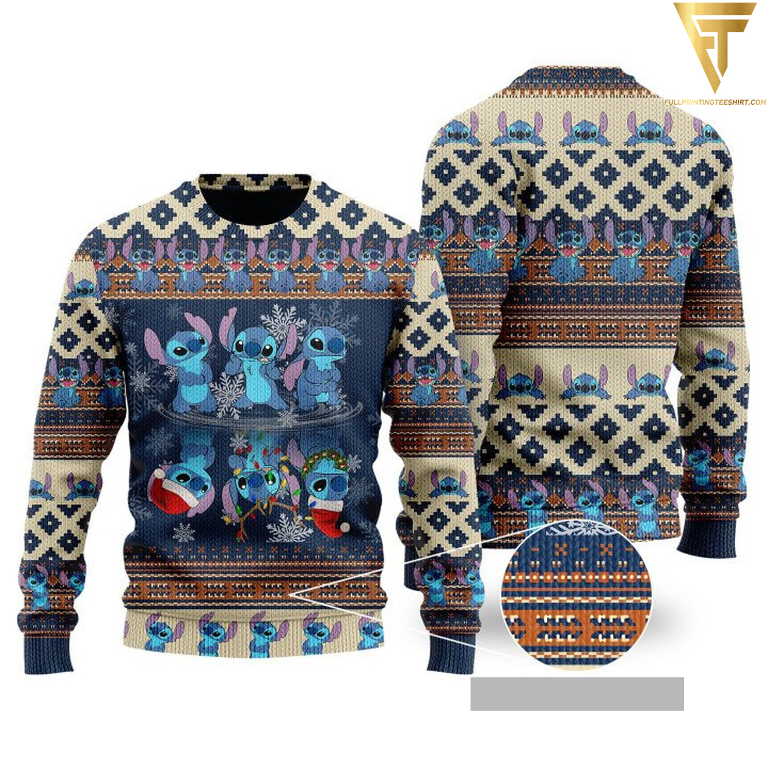 Stitch water reflection ugly christmas sweater - Copy (2)
