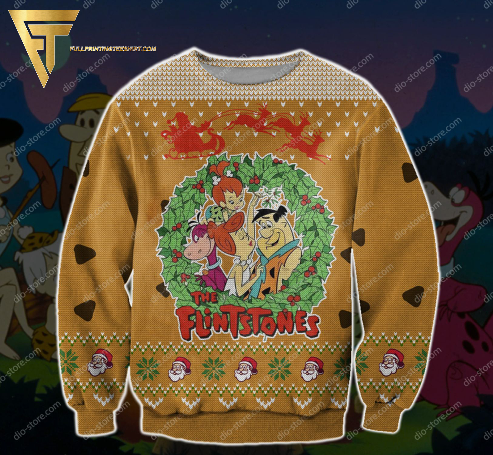 The Flintstones Full Print Ugly Christmas Sweater