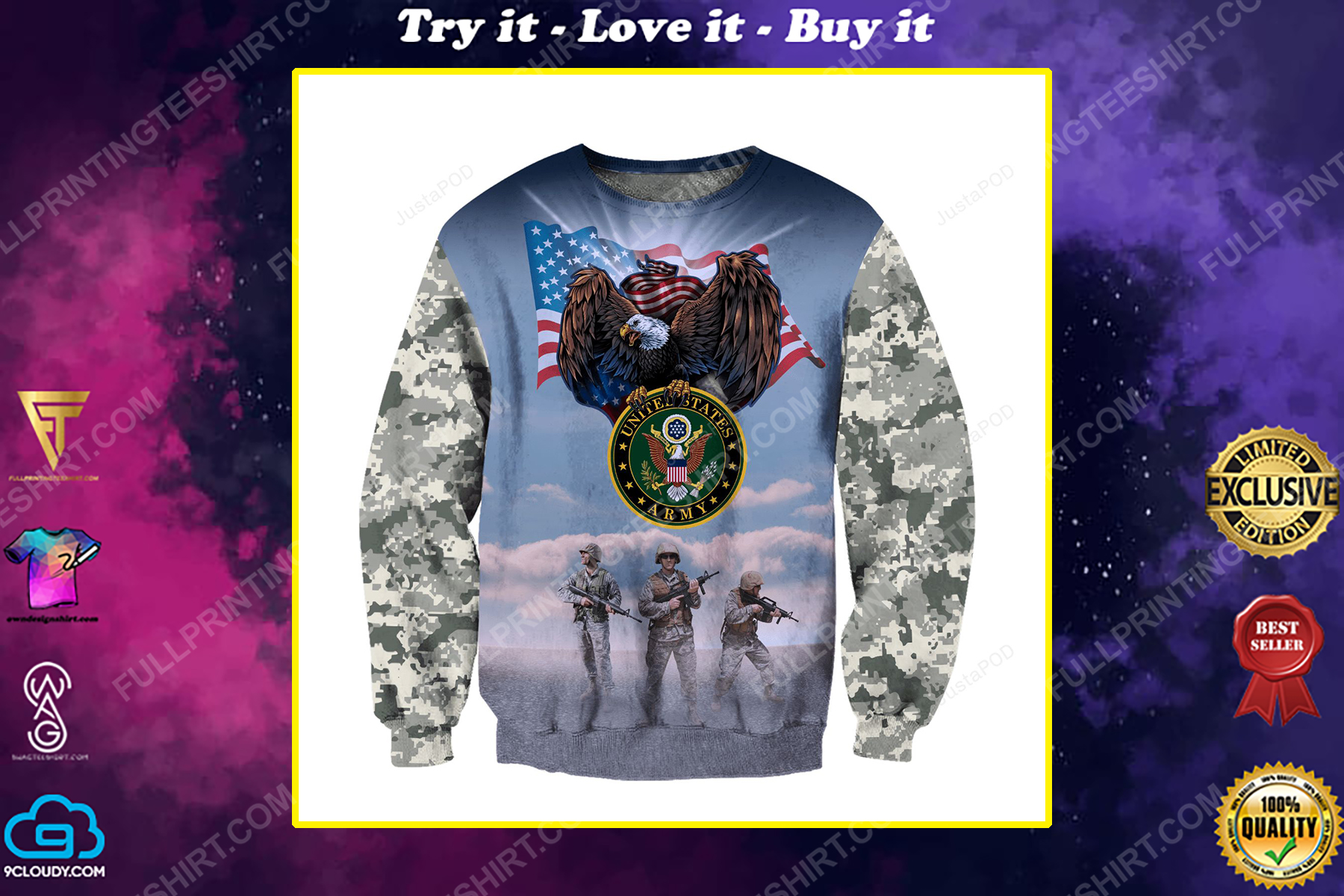 The united states army eagle camo full print ugly christmas sweater