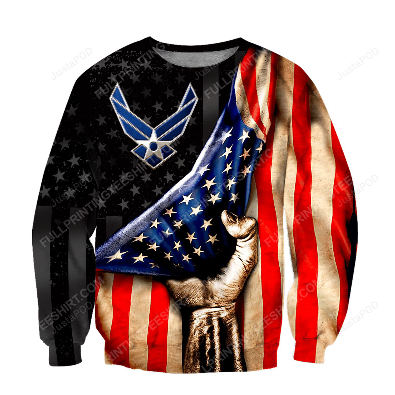 US air force american flag full print ugly christmas sweater