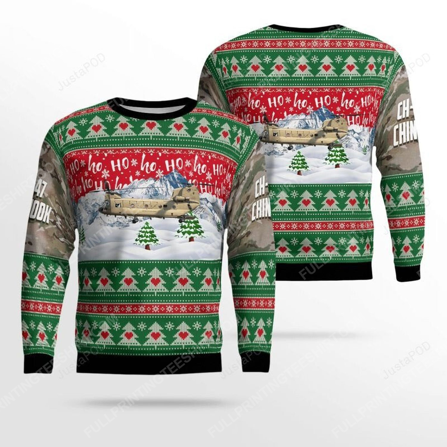 US army ch-47f chinook full print ugly christmas sweater