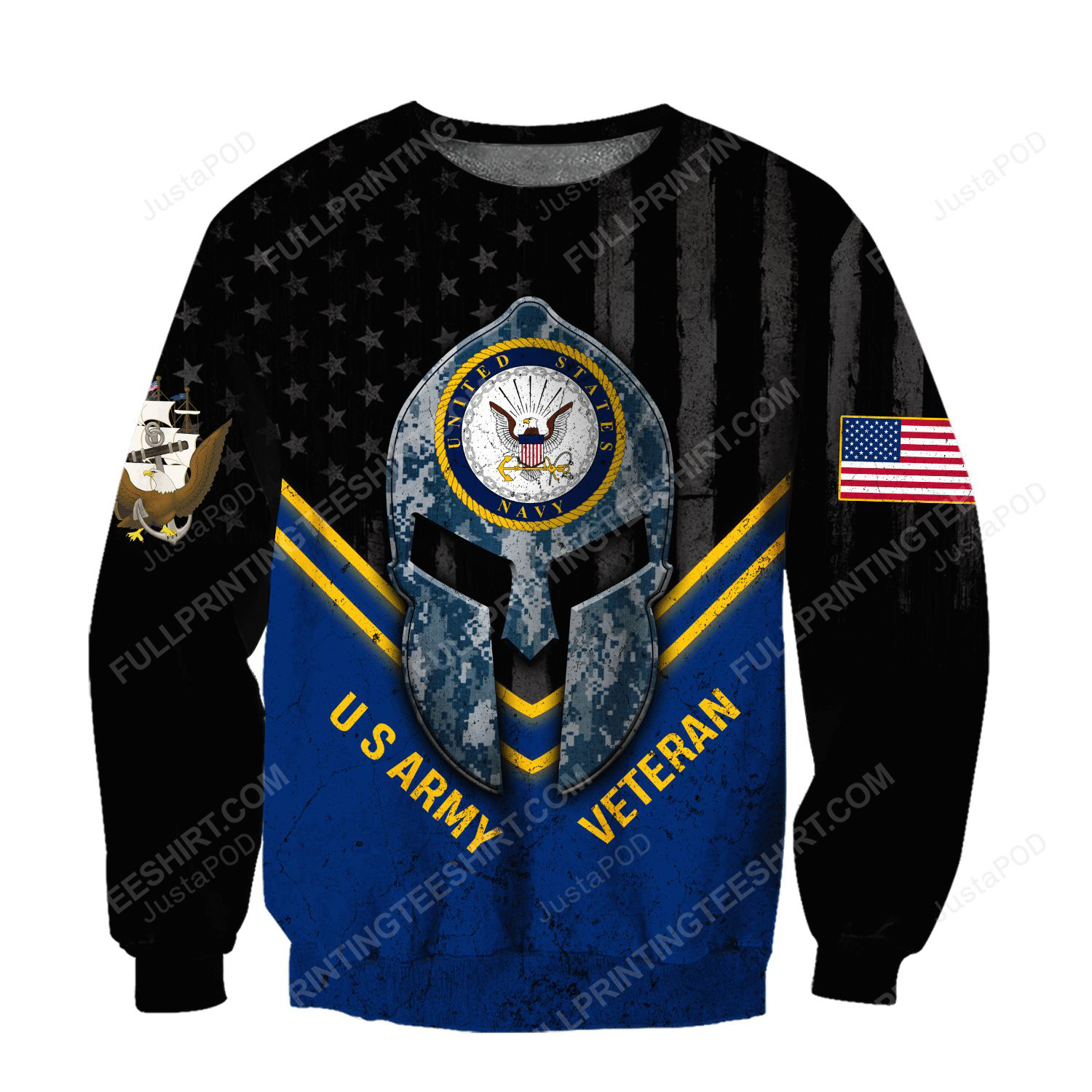 US army veteran spartan full print ugly christmas sweater