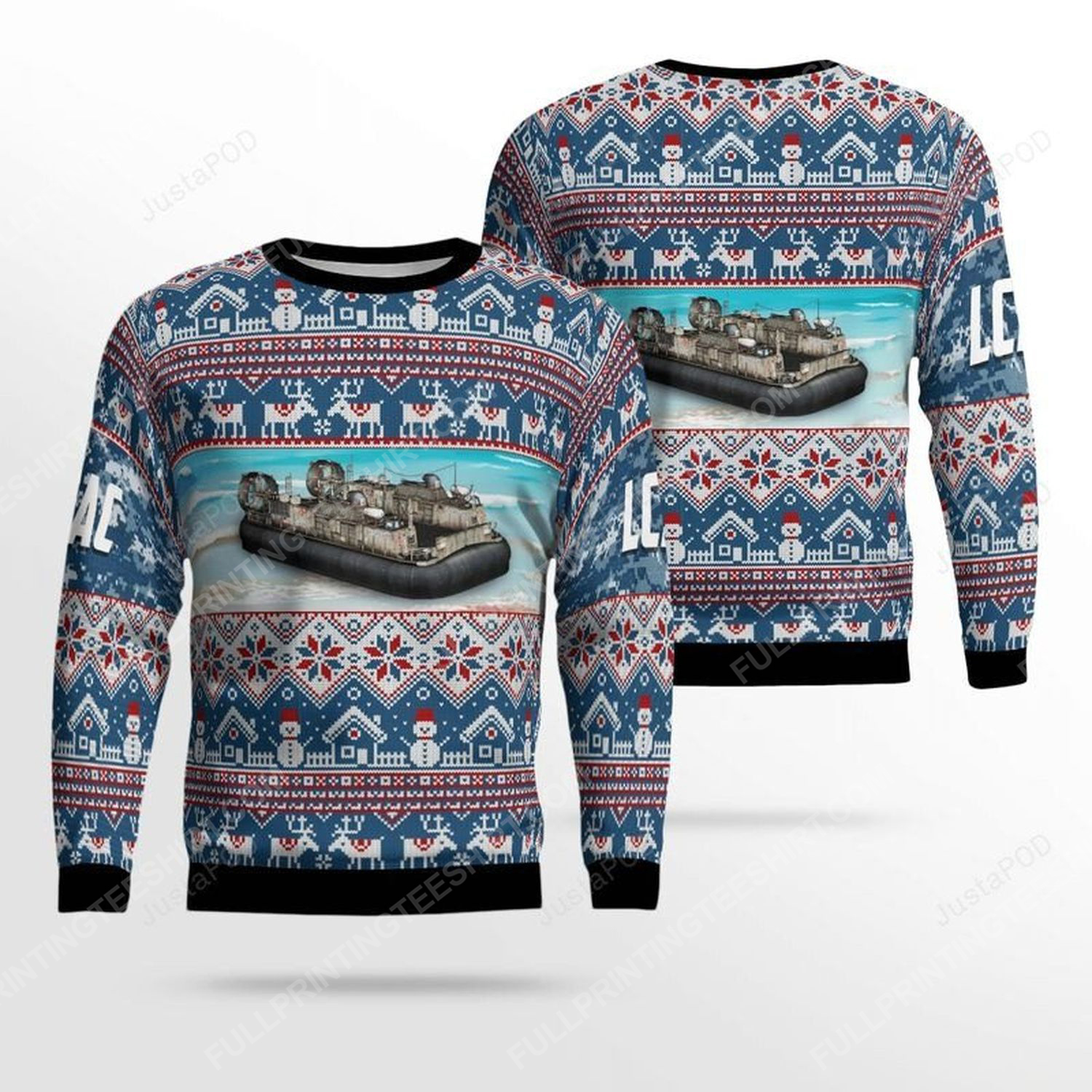 US navy landing craft air cushion full print ugly christmas sweater