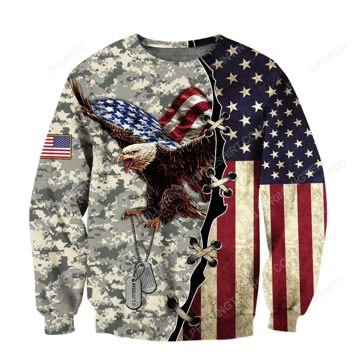 US veteran the eagle full print ugly christmas sweater