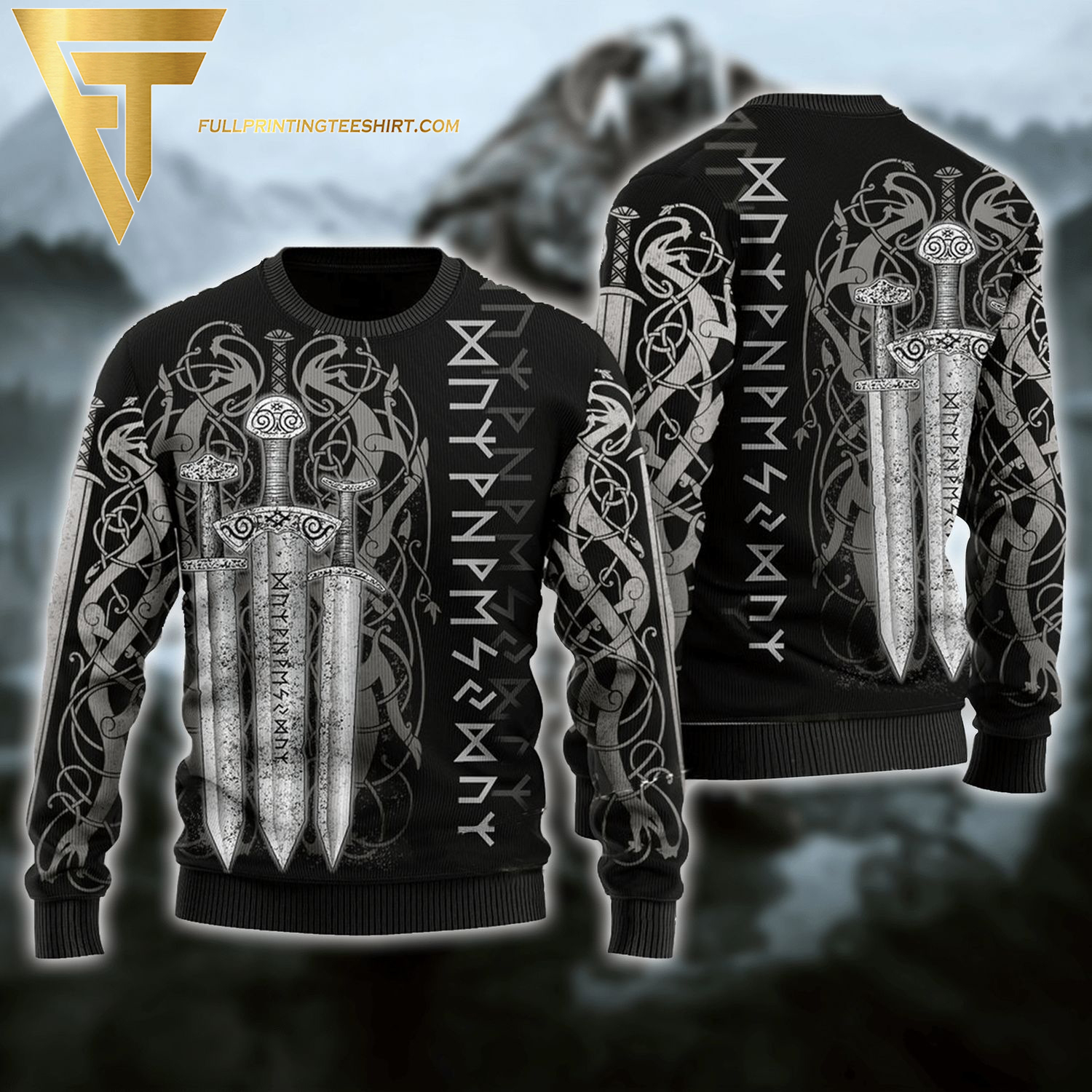 Viking Symbol Full Print Ugly Christmas Sweater