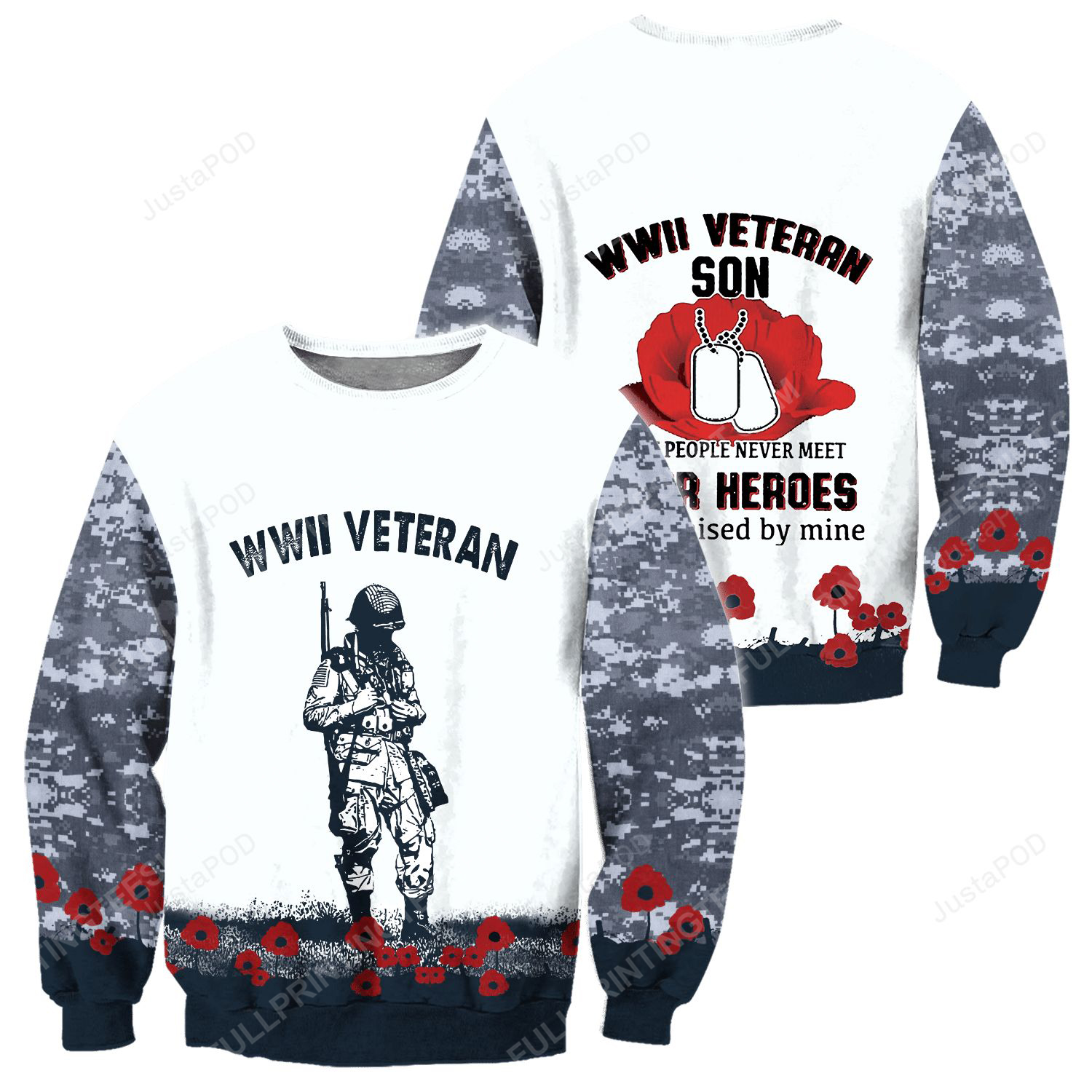 WWII veteran son most people never meet their heroes ugly christmas sweater