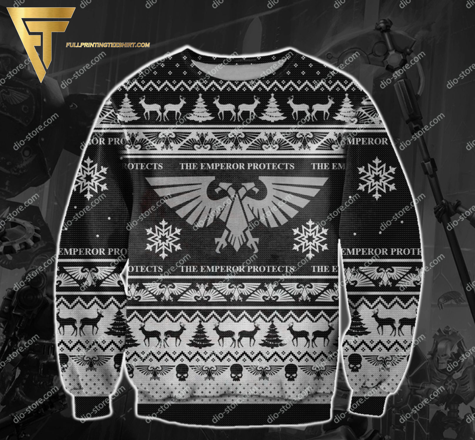 Warhammer The Emperor Protects Full Print Ugly Christmas Sweater