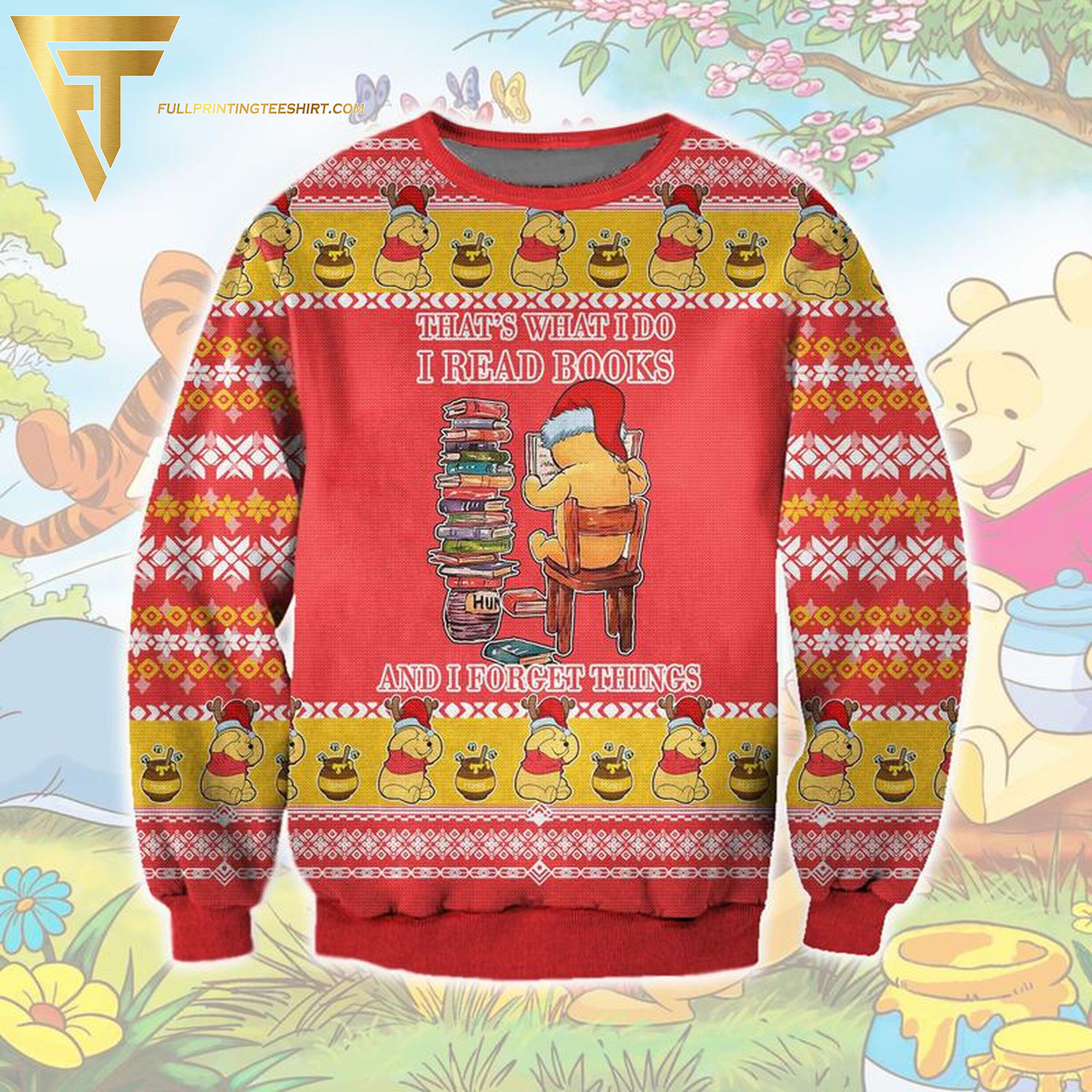 Winnie-the-Pooh That's What I Do I Read Books And I Know Things Ugly Christmas Sweater