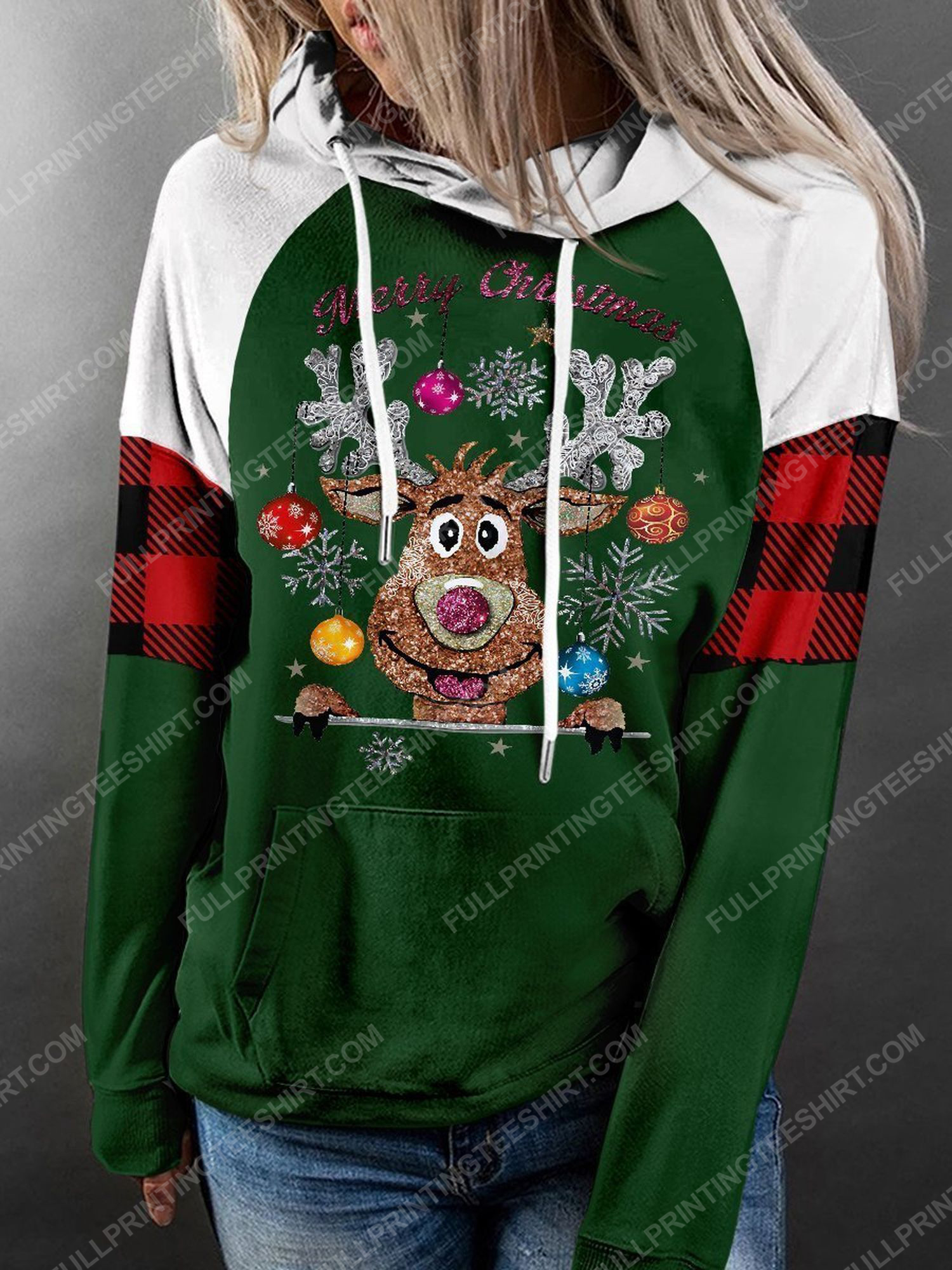 Xmas reindeer merry christmas full print shirt