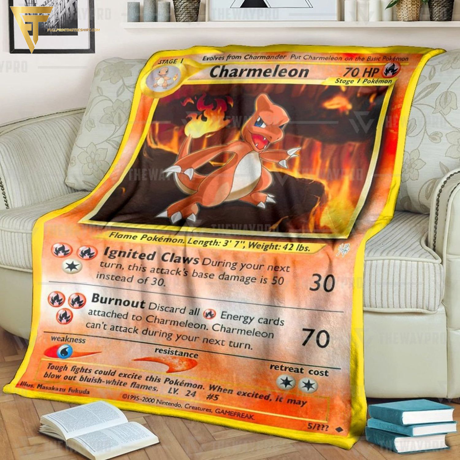 Anime Pokemon Charmeleon Full Printing Blanket