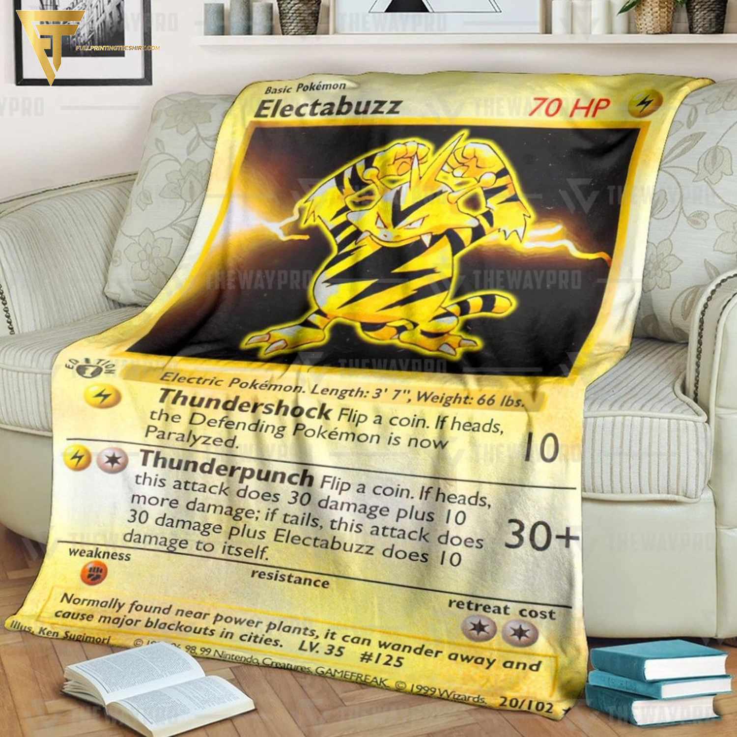 Anime Pokemon Electabuzz Full Printing Blanket