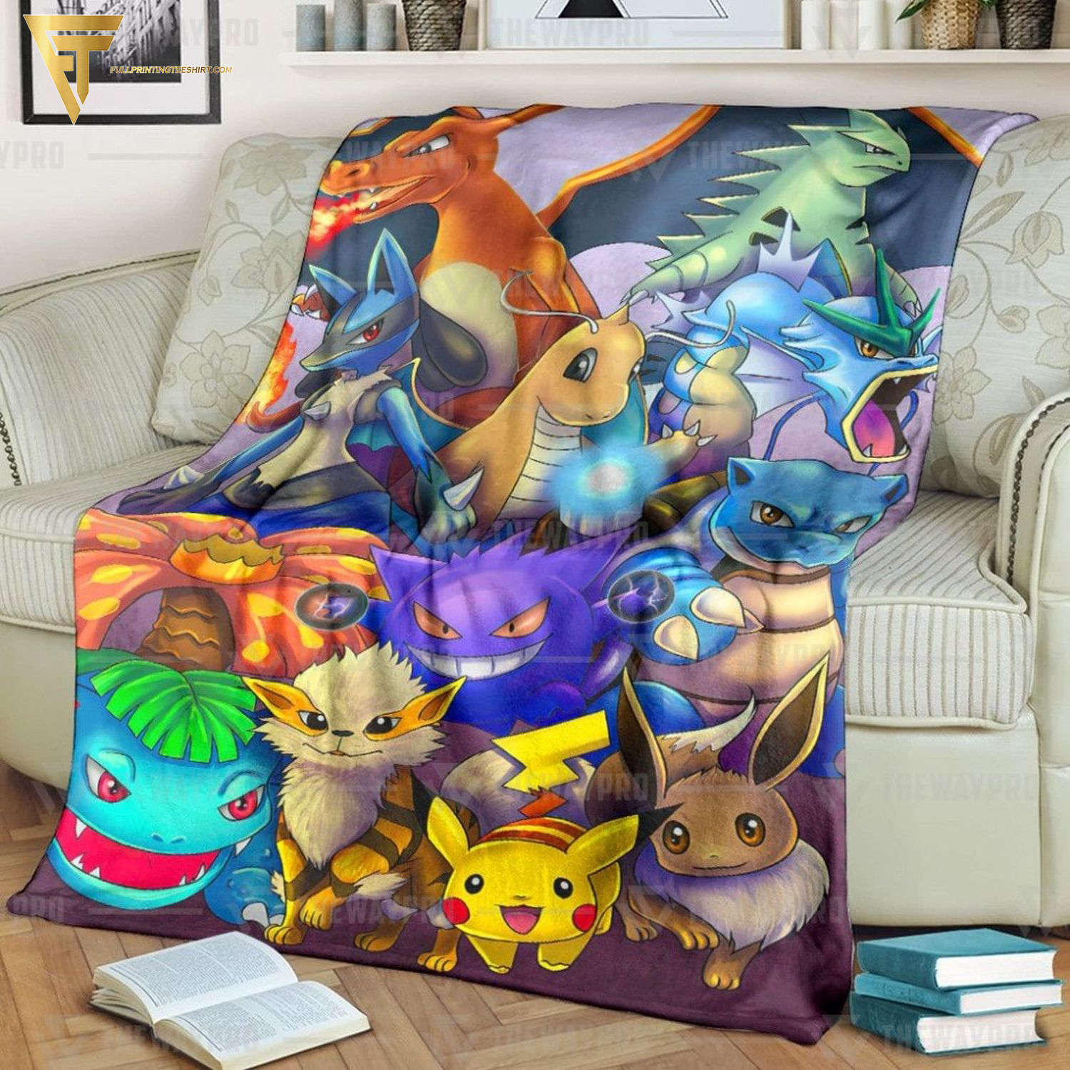 Anime Pokemon Favourites Full Printing Blanket