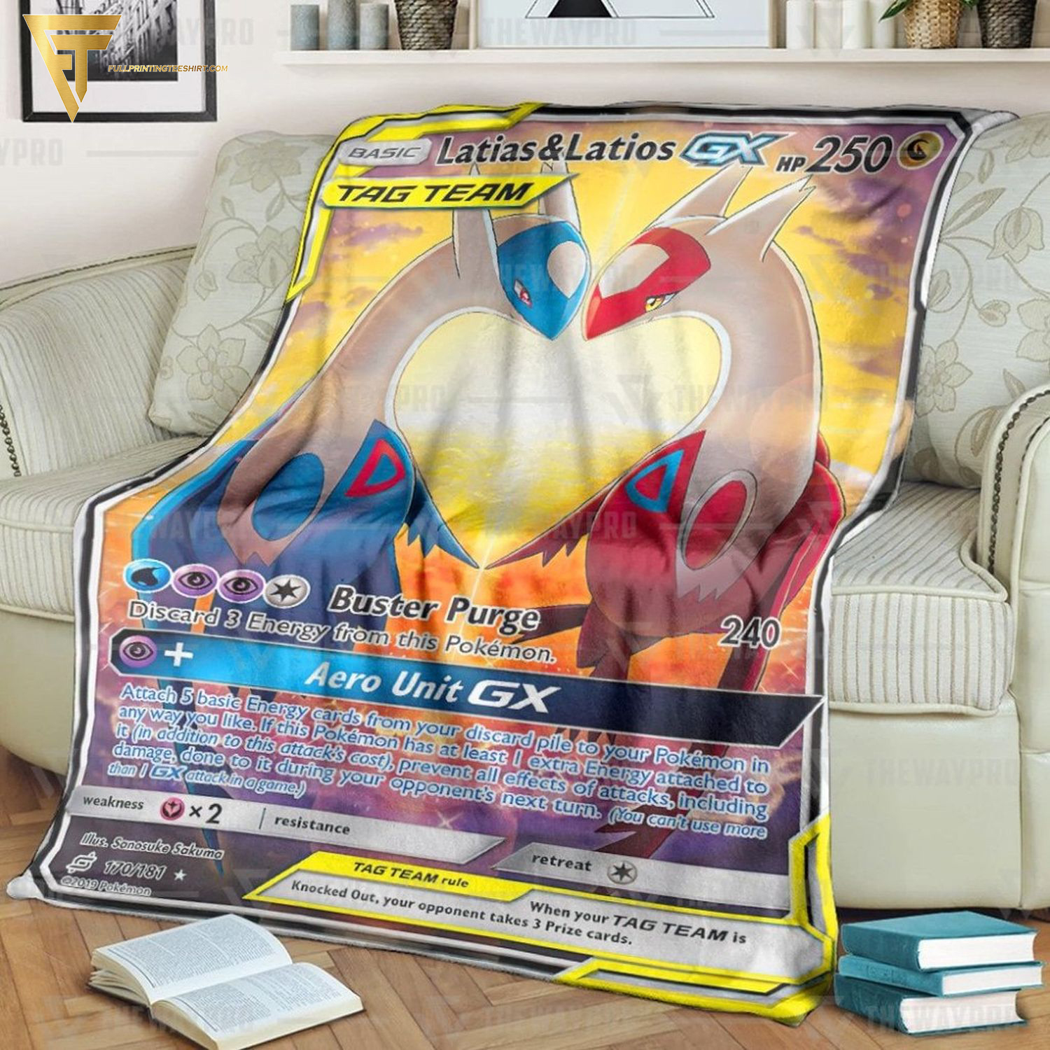Anime Pokemon Latias And Latios GX Full Printing Blanket