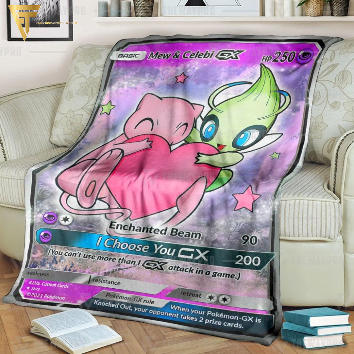 Anime Pokemon Mew And Celebi GX Full Printing Blanket