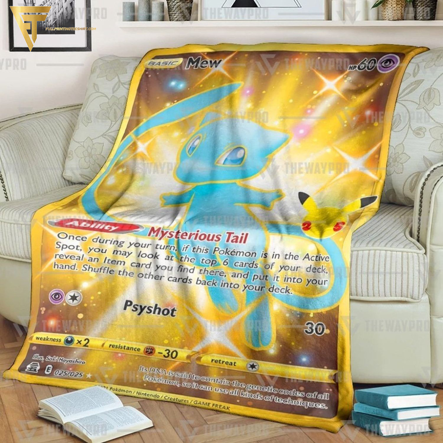 Anime Pokemon Mew Full Printing Blanket