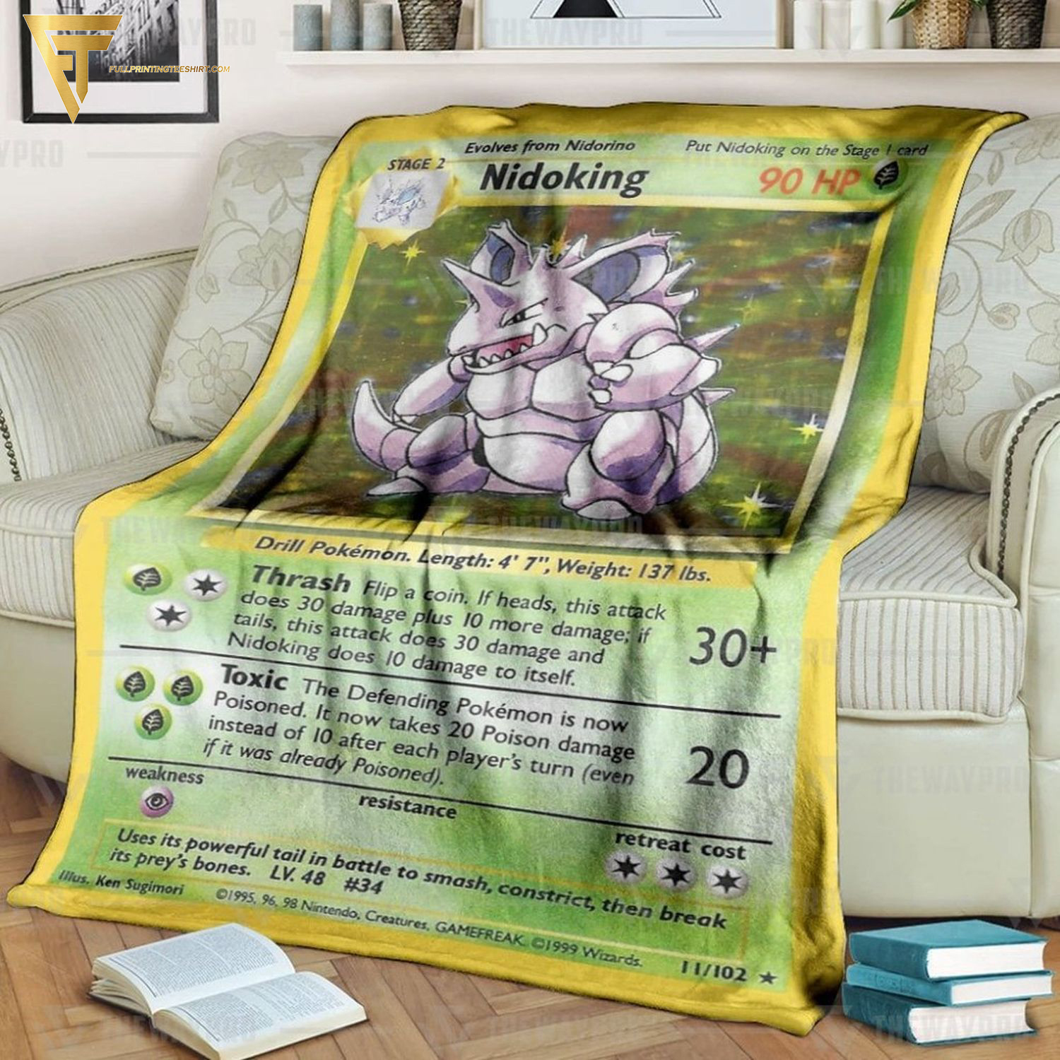 Anime Pokemon Nidoking Full Printing Blanket