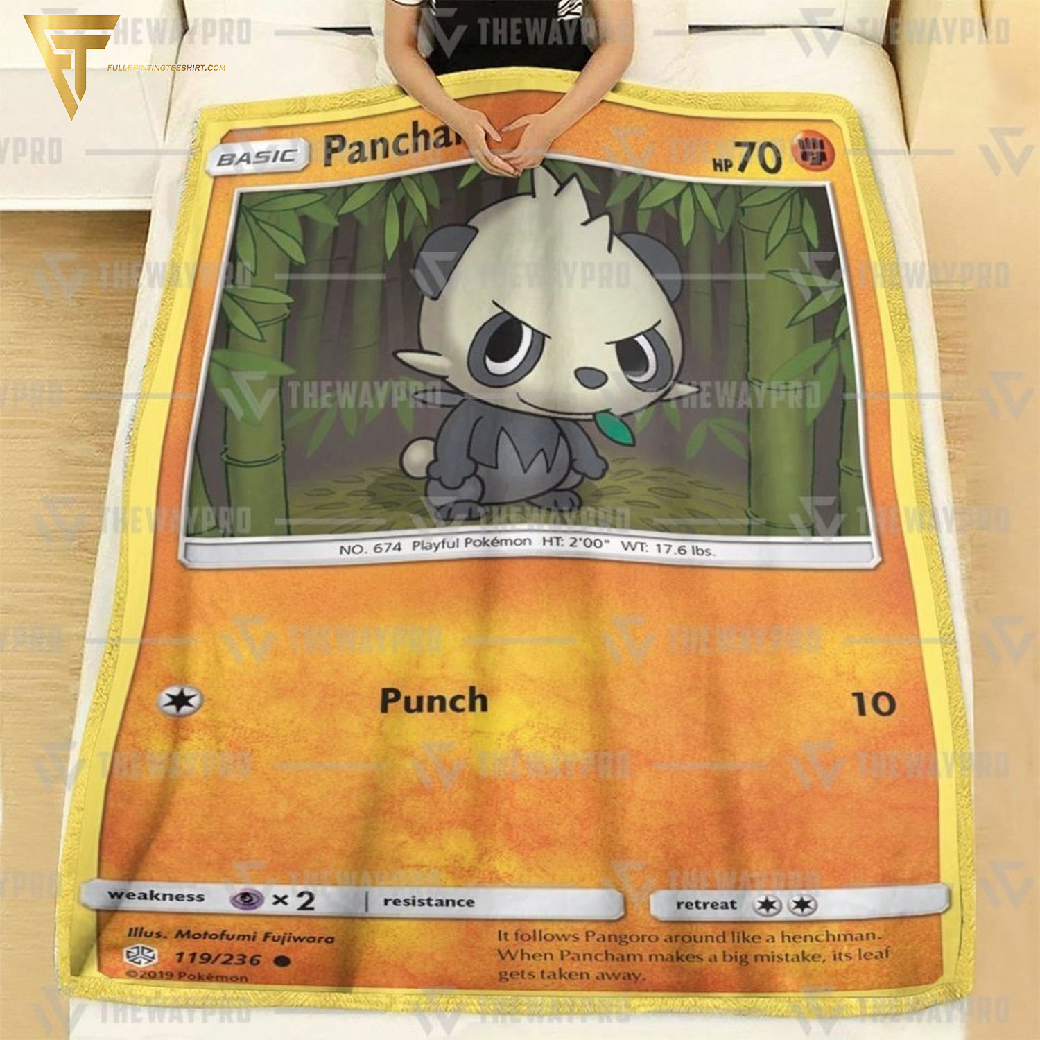 Anime Pokemon Pancham Full Printing Blanket