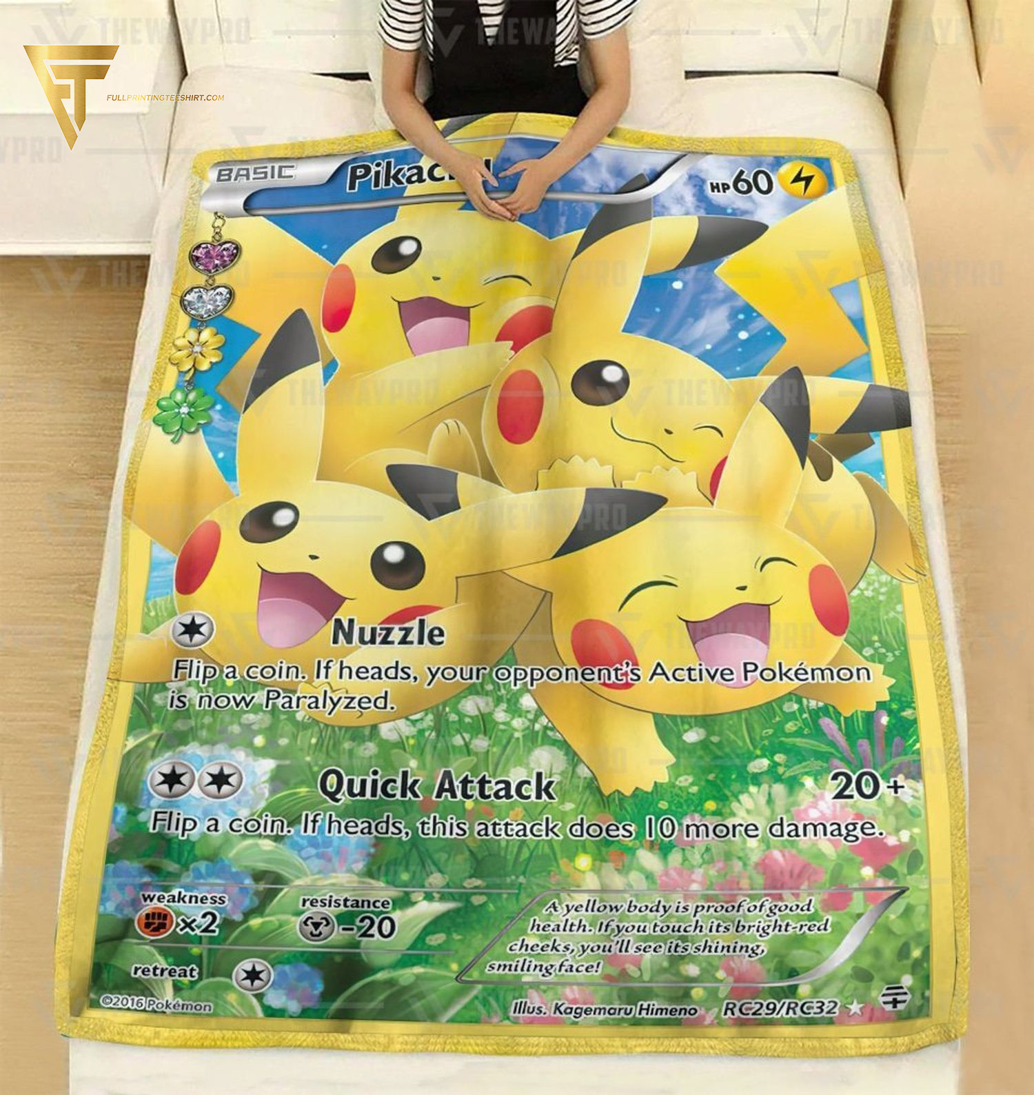 Anime Pokemon Pikachu Generations Full Printing Blanket