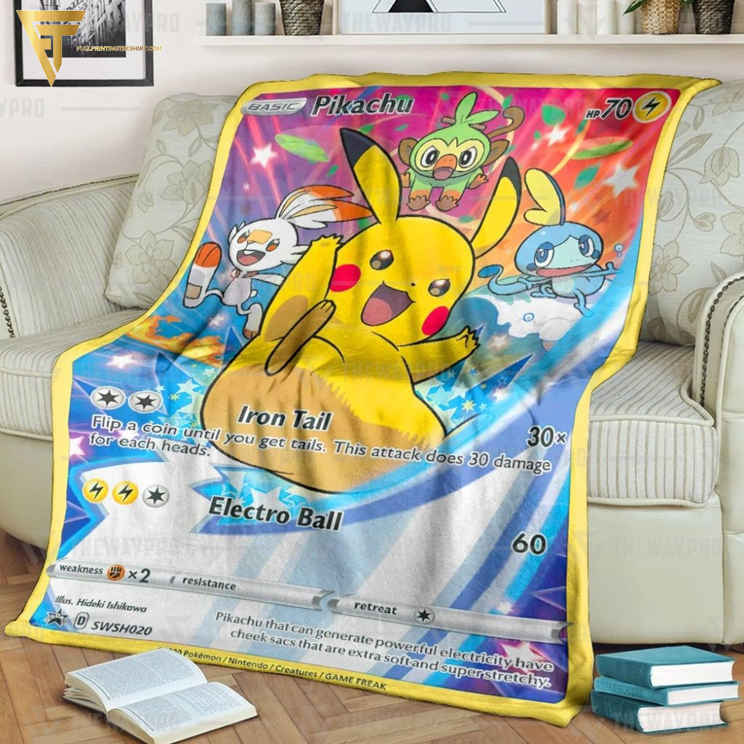 Anime Pokemon Pikachu Sword And Shield Promos Full Printing Blanket