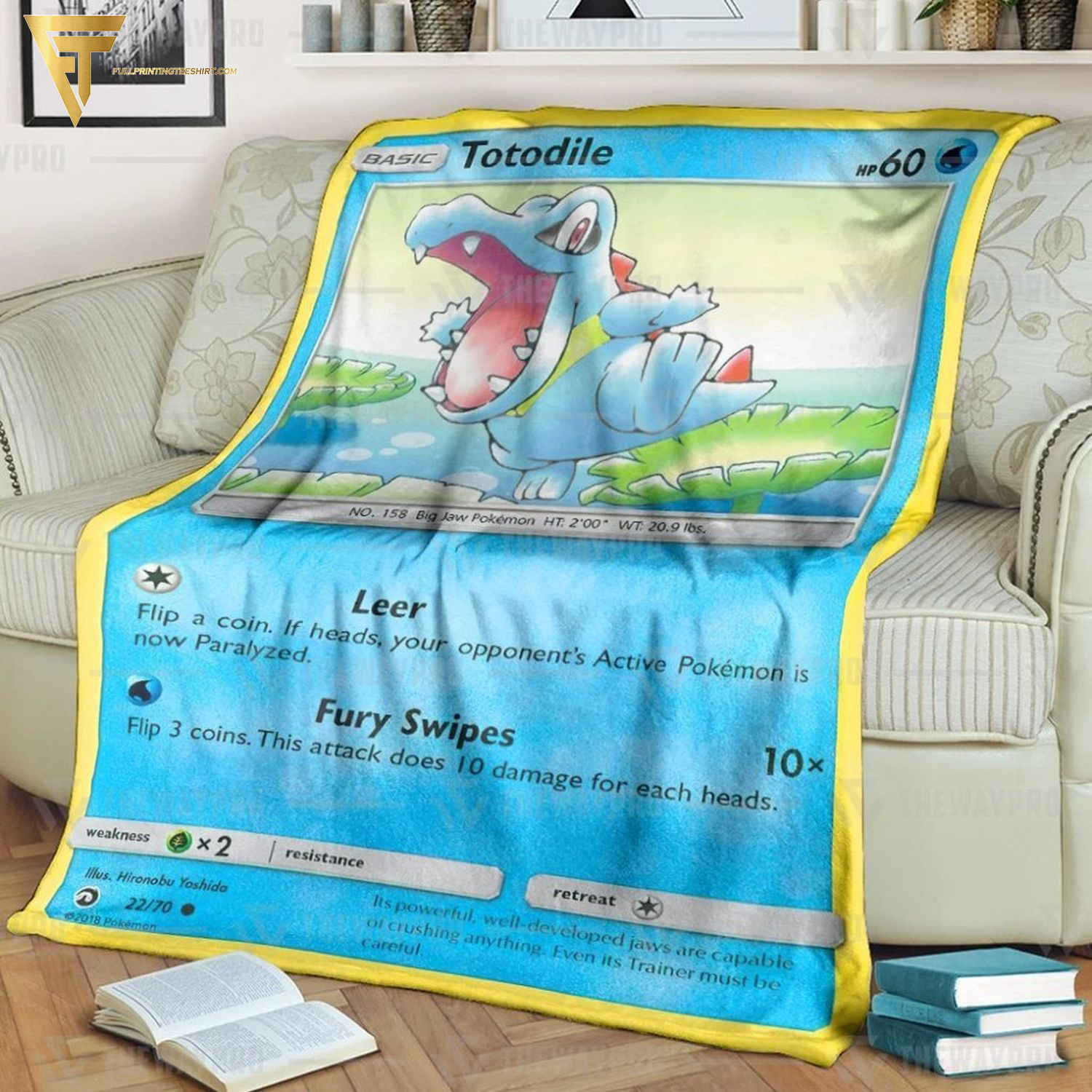 Anime Pokemon Totodile Full Printing Blanket