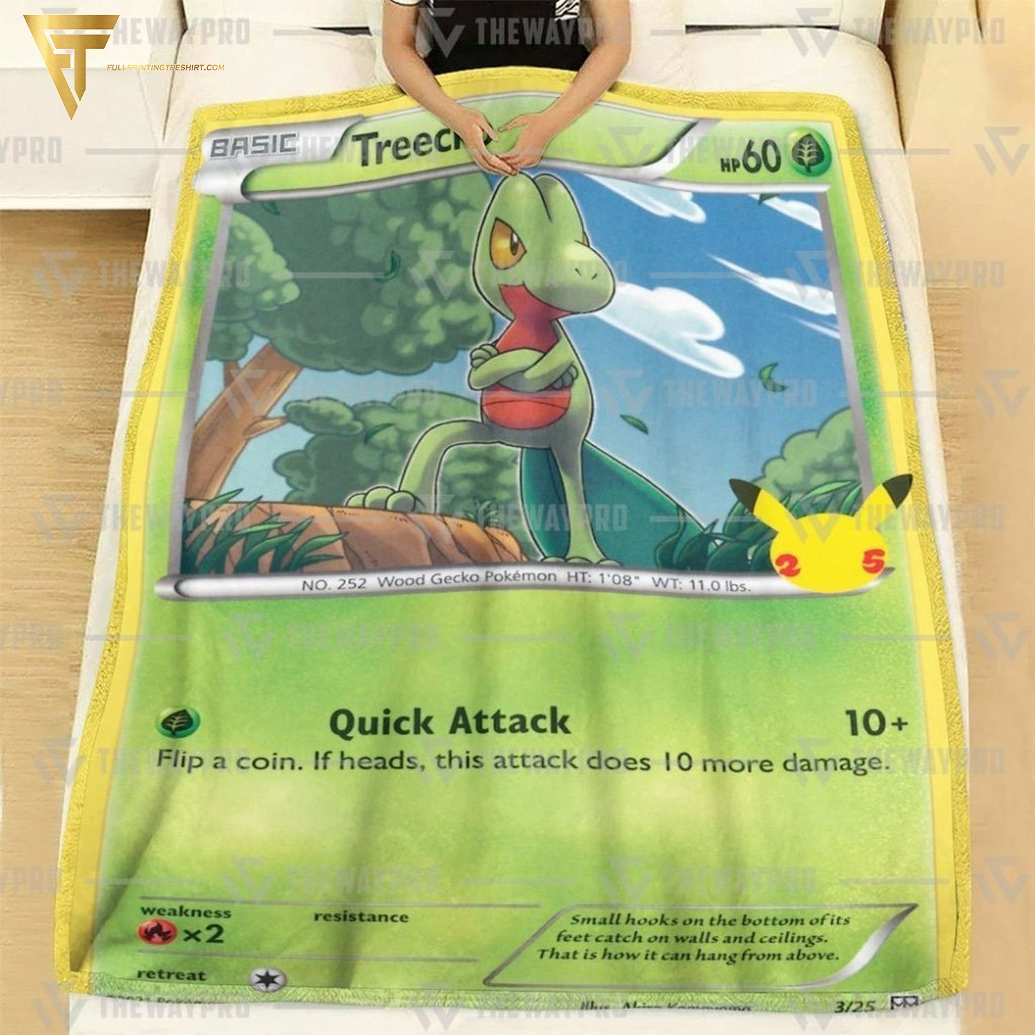 Anime Pokemon Treecko Full Printing Blanket