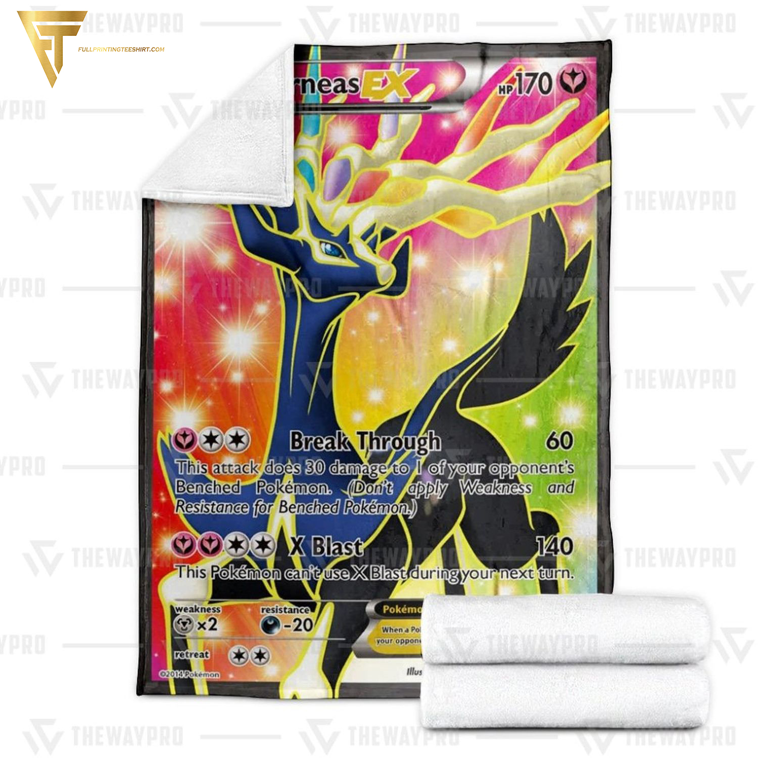 Anime Pokemon Xerneas EX Full Printing Blanket